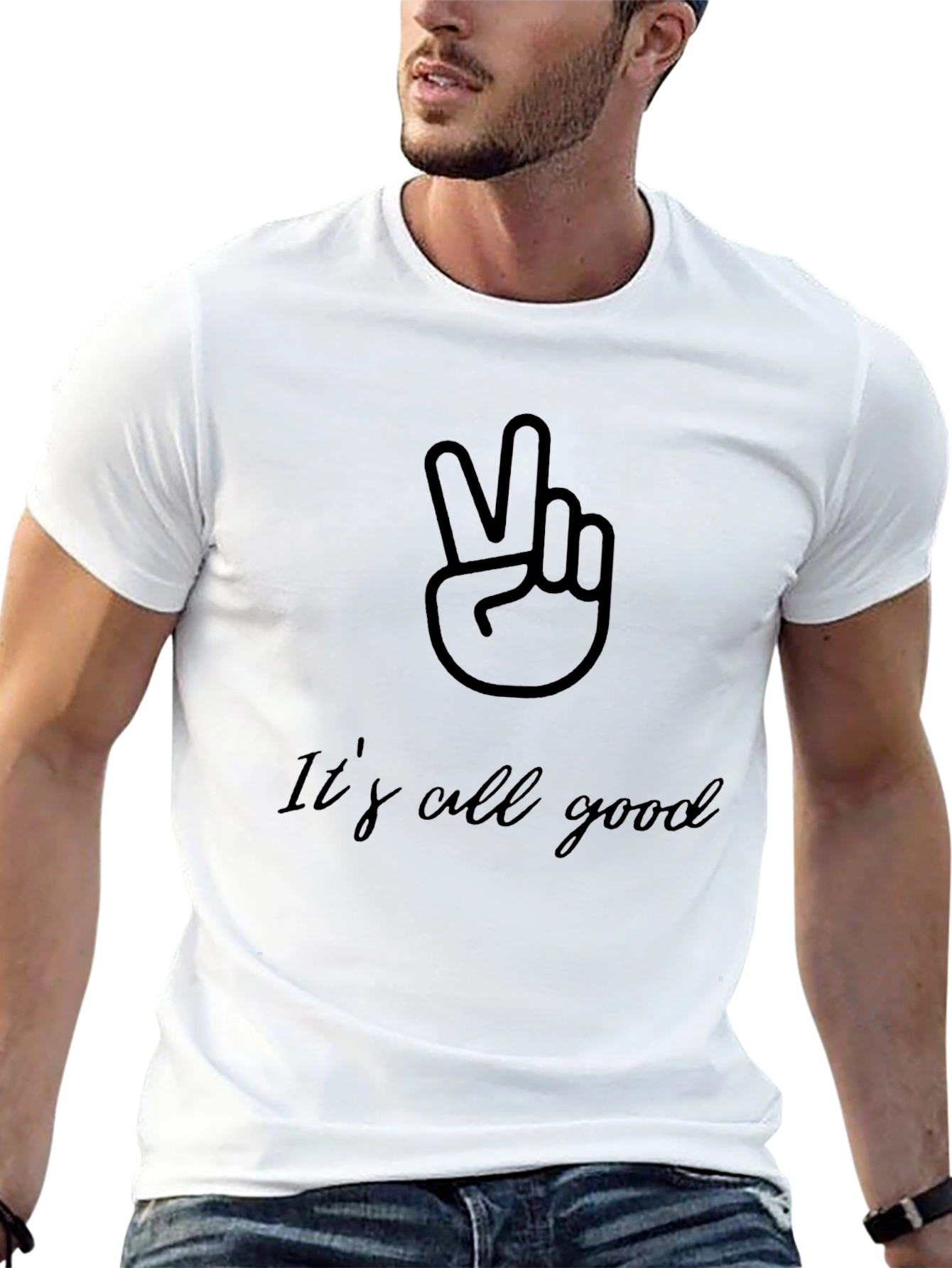 Its All Good Mens Black T-Shirt Peace Sign