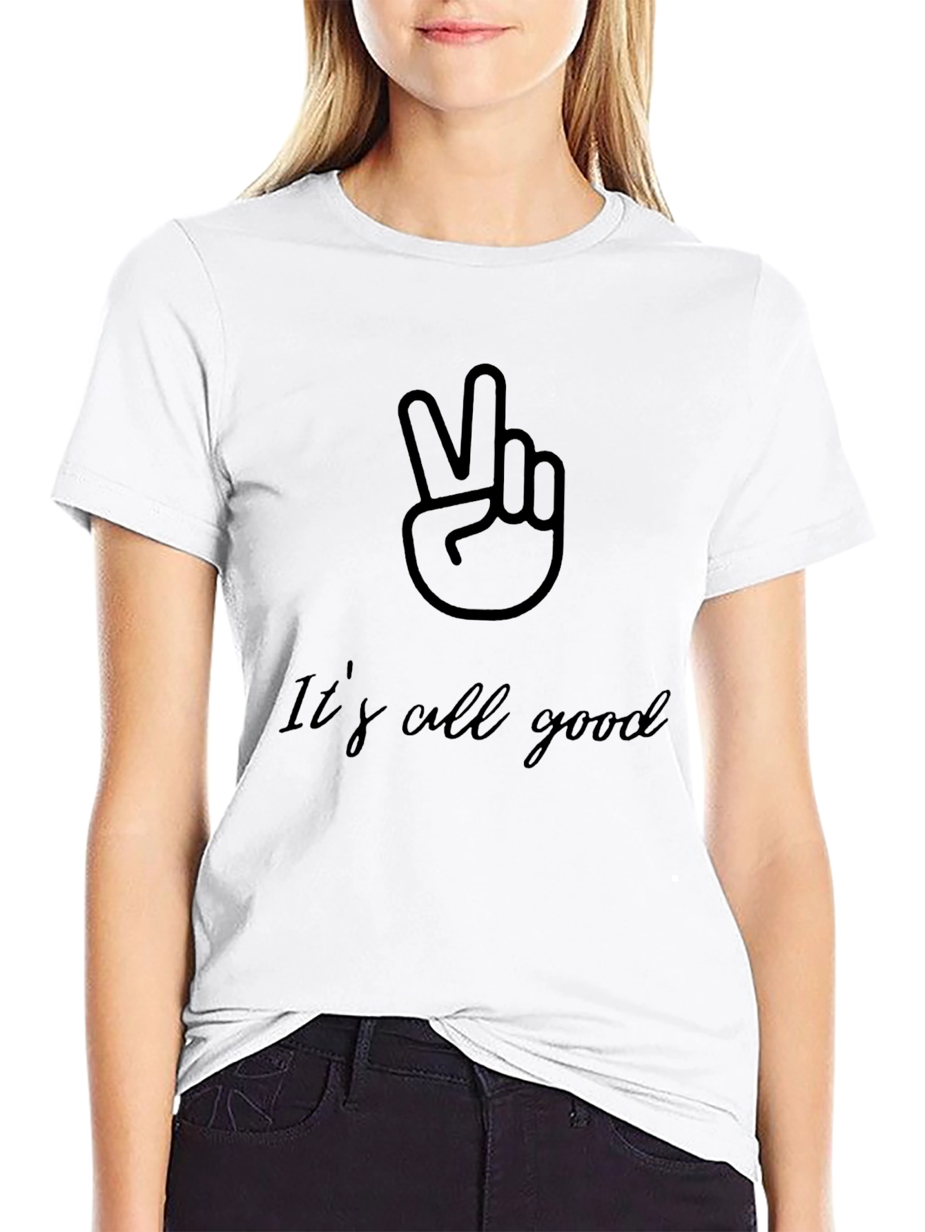 Its All Good Mens Black T-Shirt Peace Sign