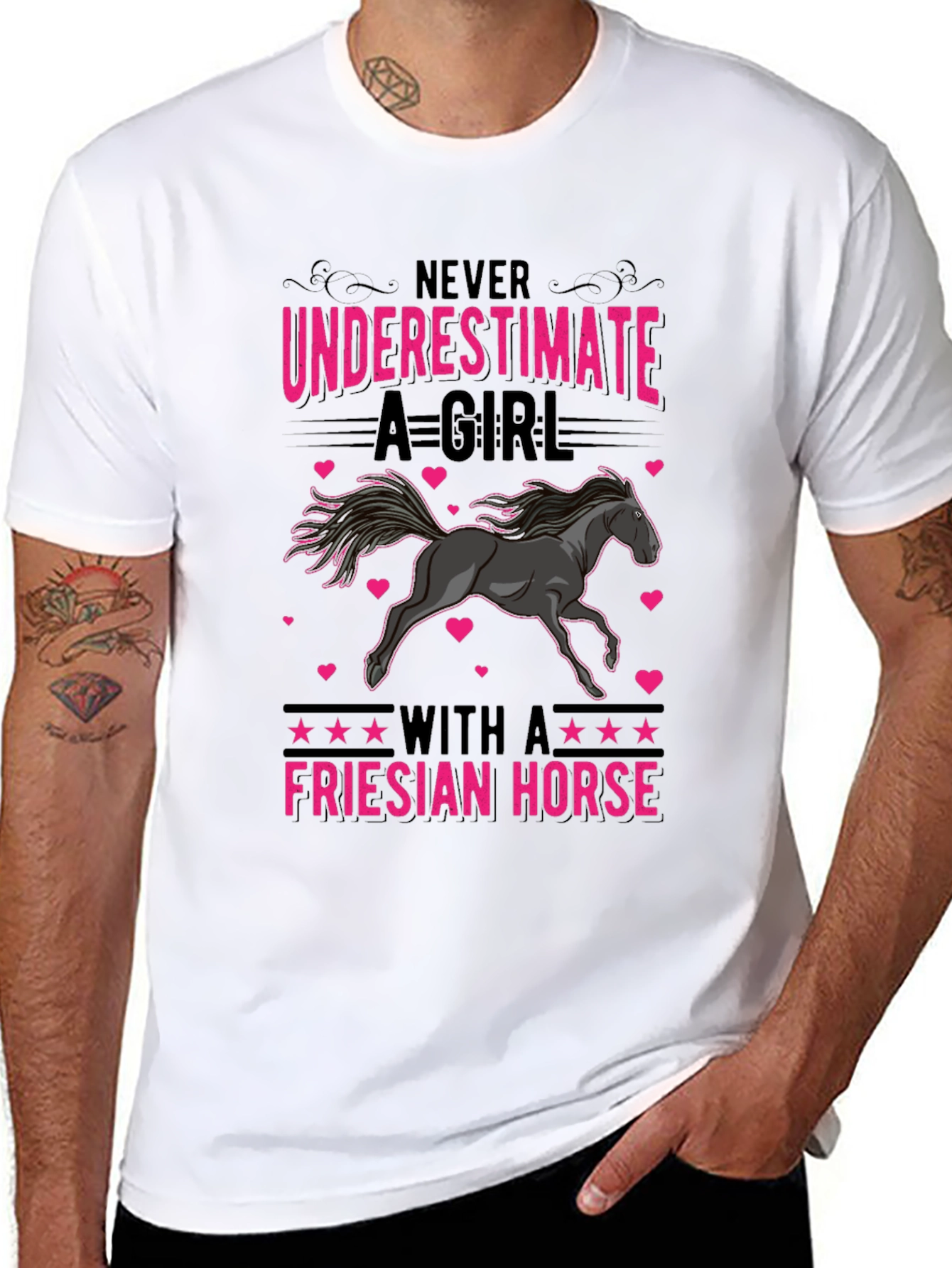 Friesian Horse Girls T-Shirt - Never Underestimate