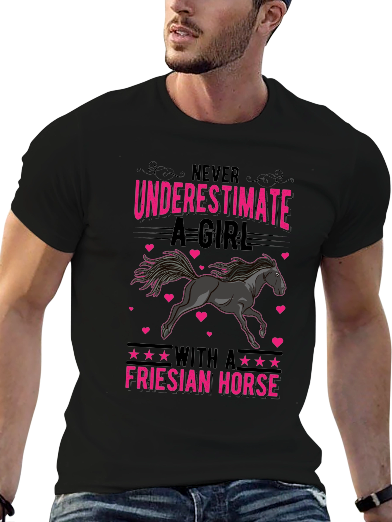 Friesian Horse Girls T-Shirt - Never Underestimate
