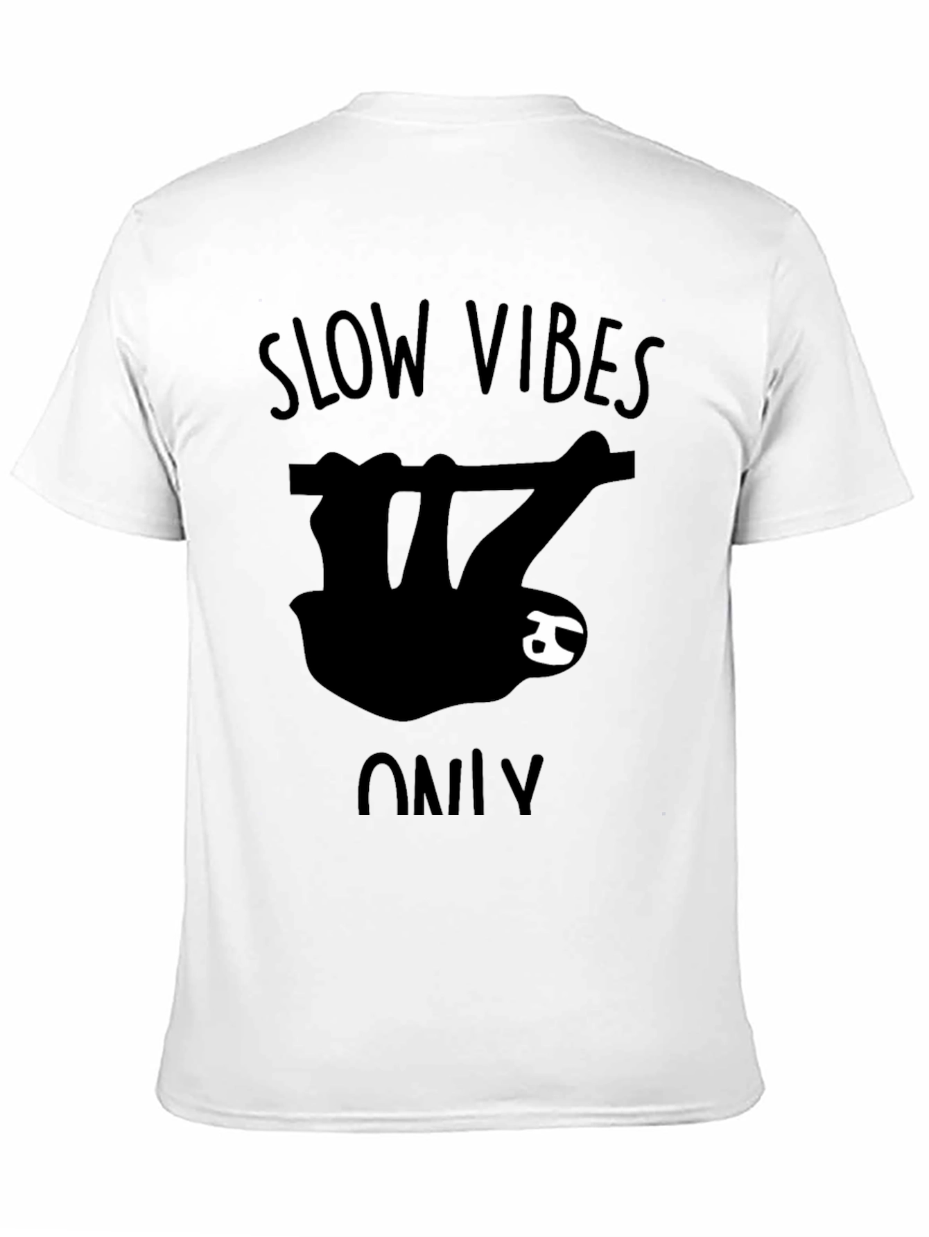 Slow Vibes Only Sloth Graphic T-Shirt - Black