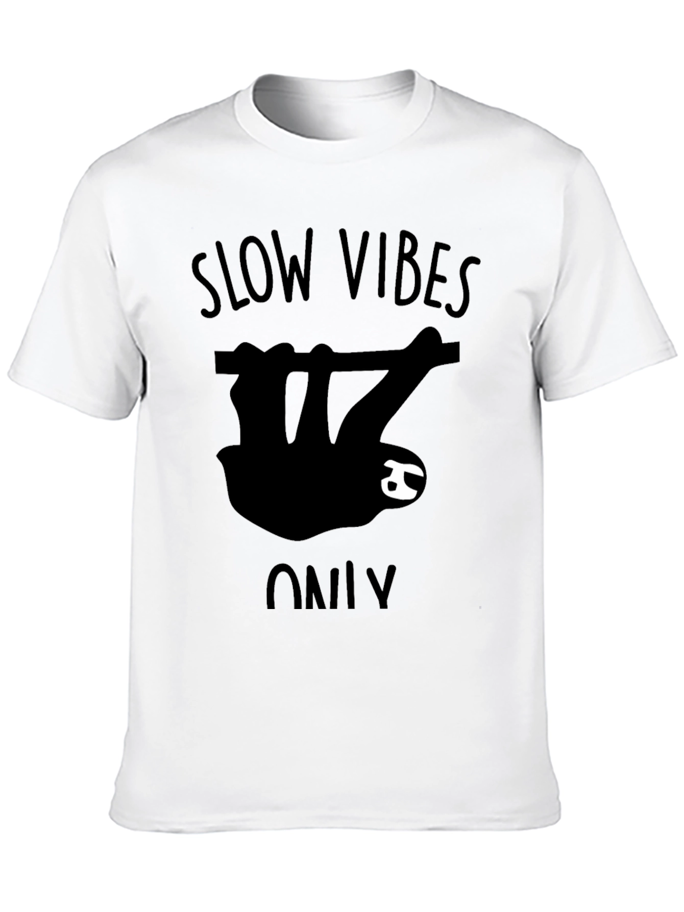 Slow Vibes Only Sloth Graphic T-Shirt - Black