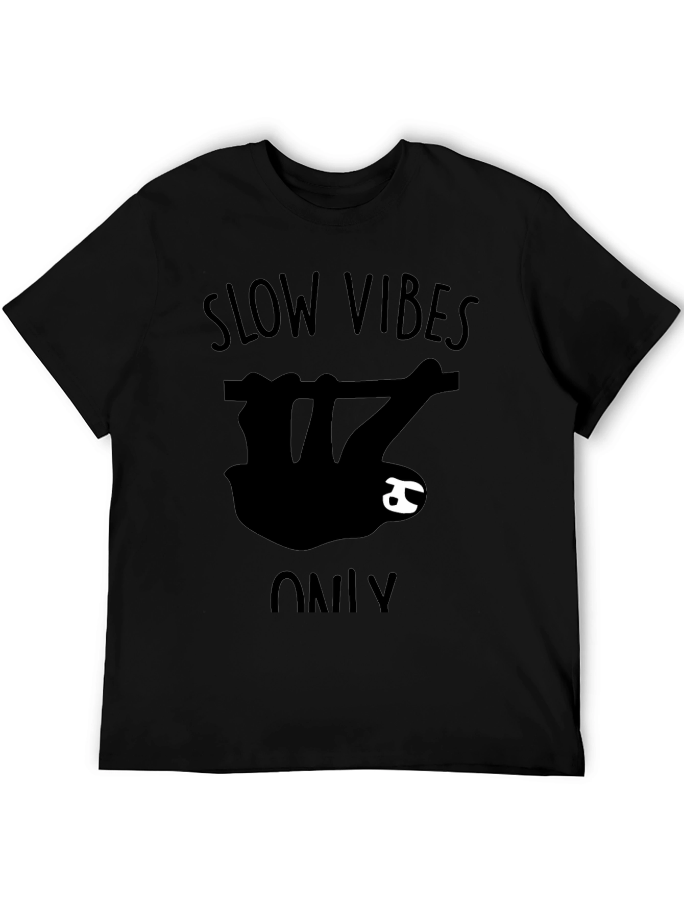 Slow Vibes Only Sloth Graphic T-Shirt - Black