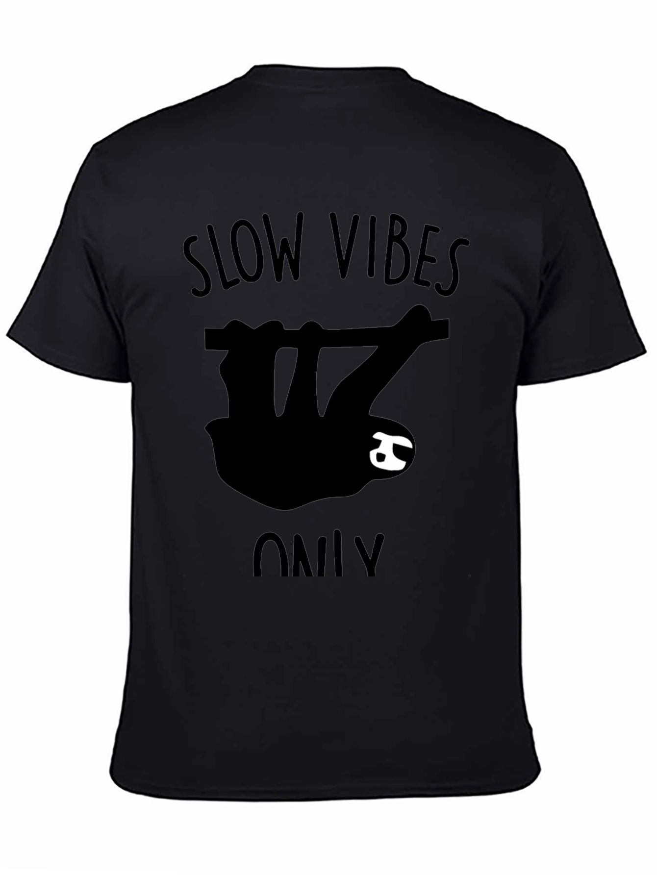 Slow Vibes Only Sloth Graphic T-Shirt - Black