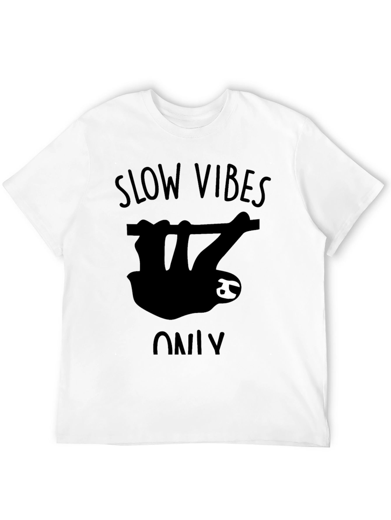 Slow Vibes Only Sloth Graphic T-Shirt - Black