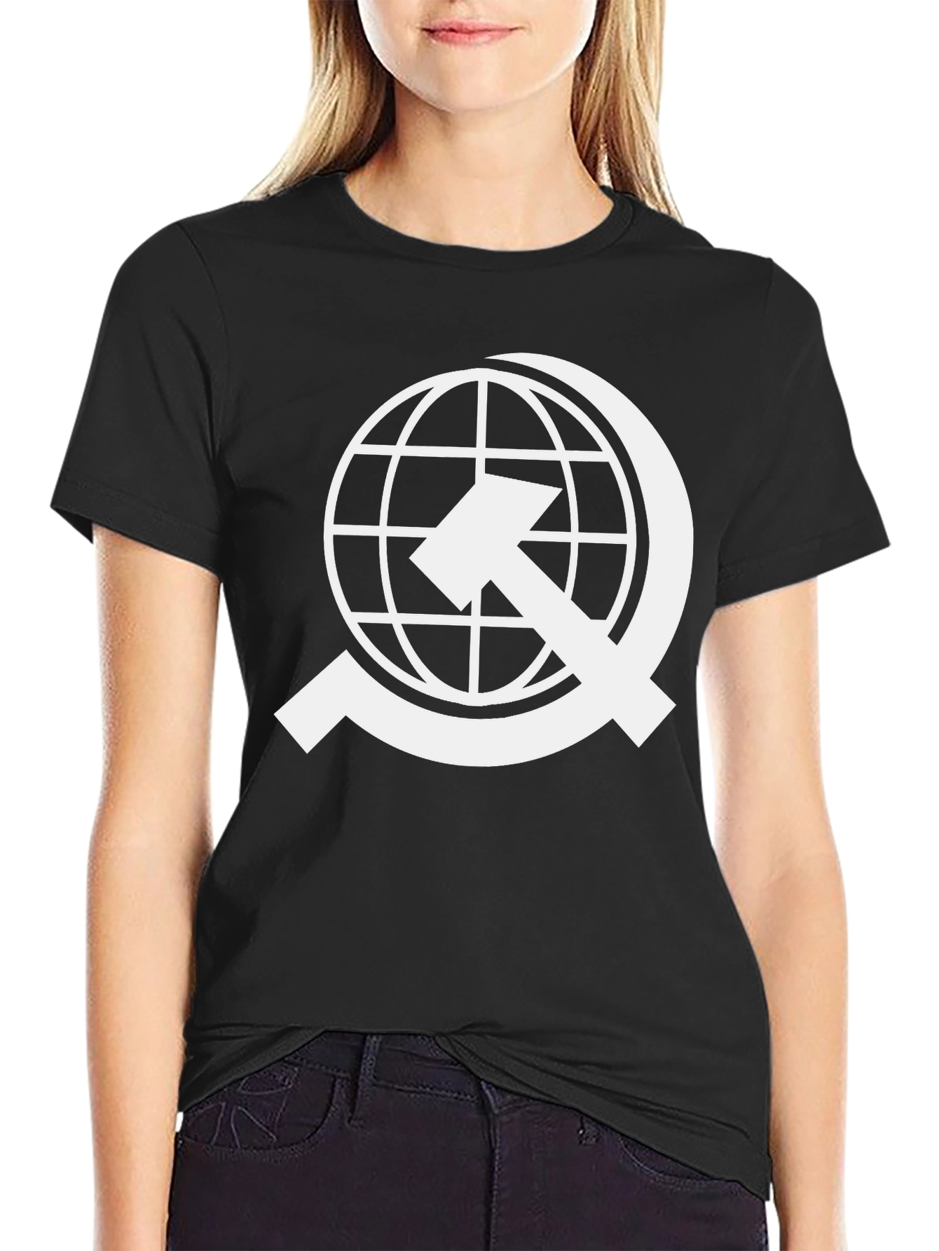 Global Solidarity Tee - White Design on Black