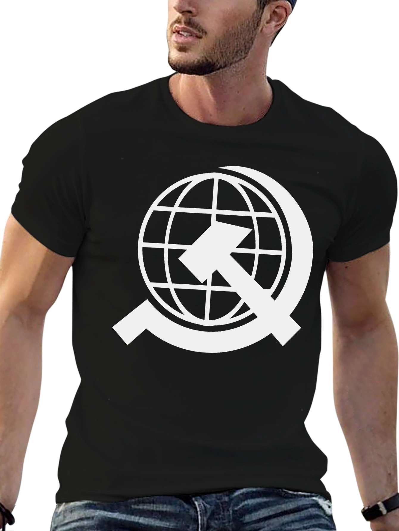 Global Solidarity Tee - White Design on Black
