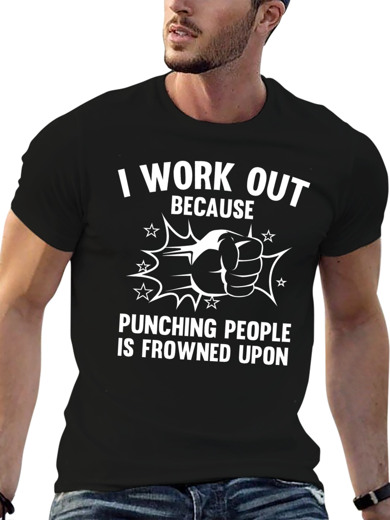 Funny Workout Motivation T-Shirt: Punching People Frowned Upon