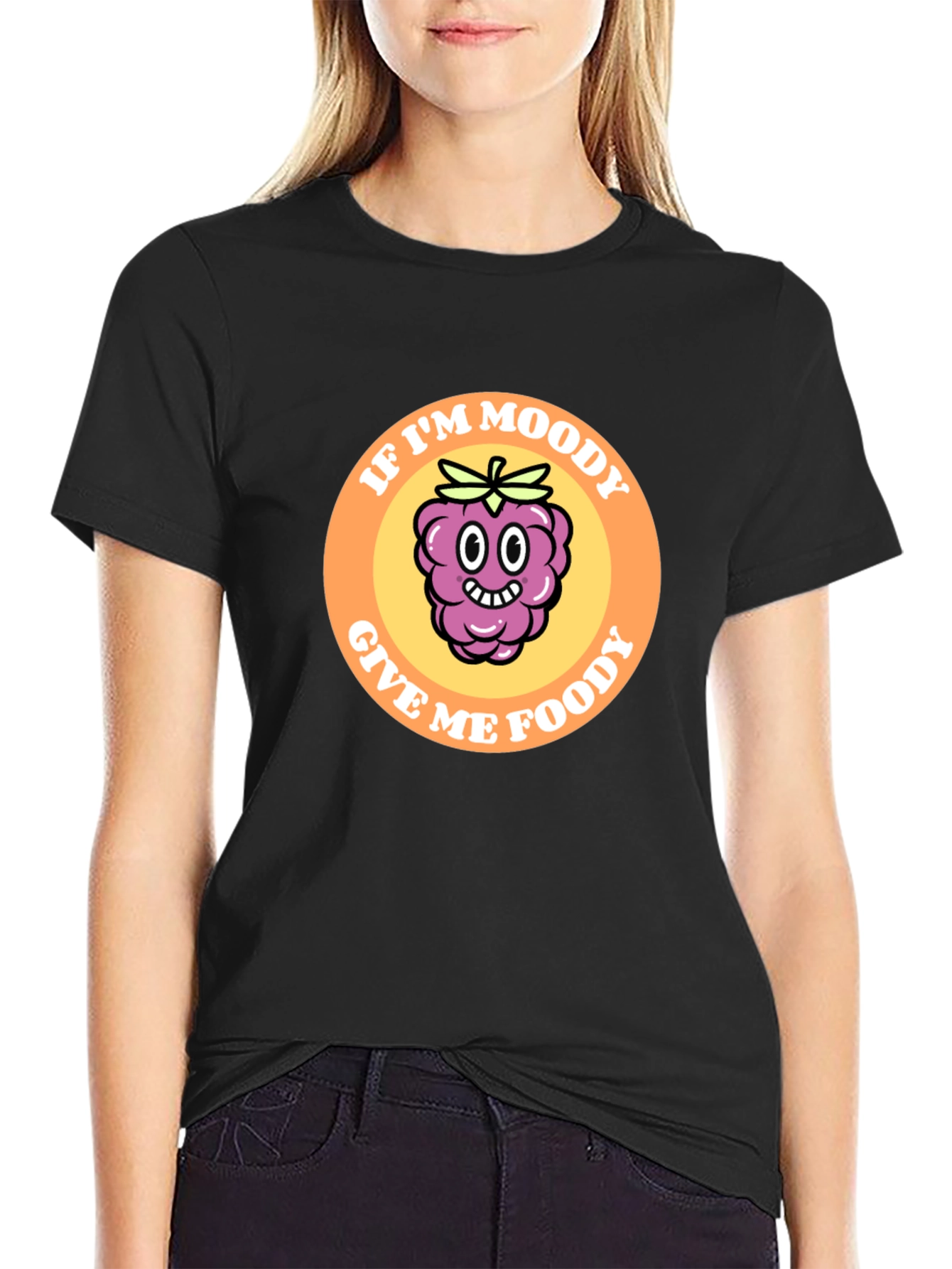 Moody Raspberry Graphic Tee - Black Cotton T-Shirt