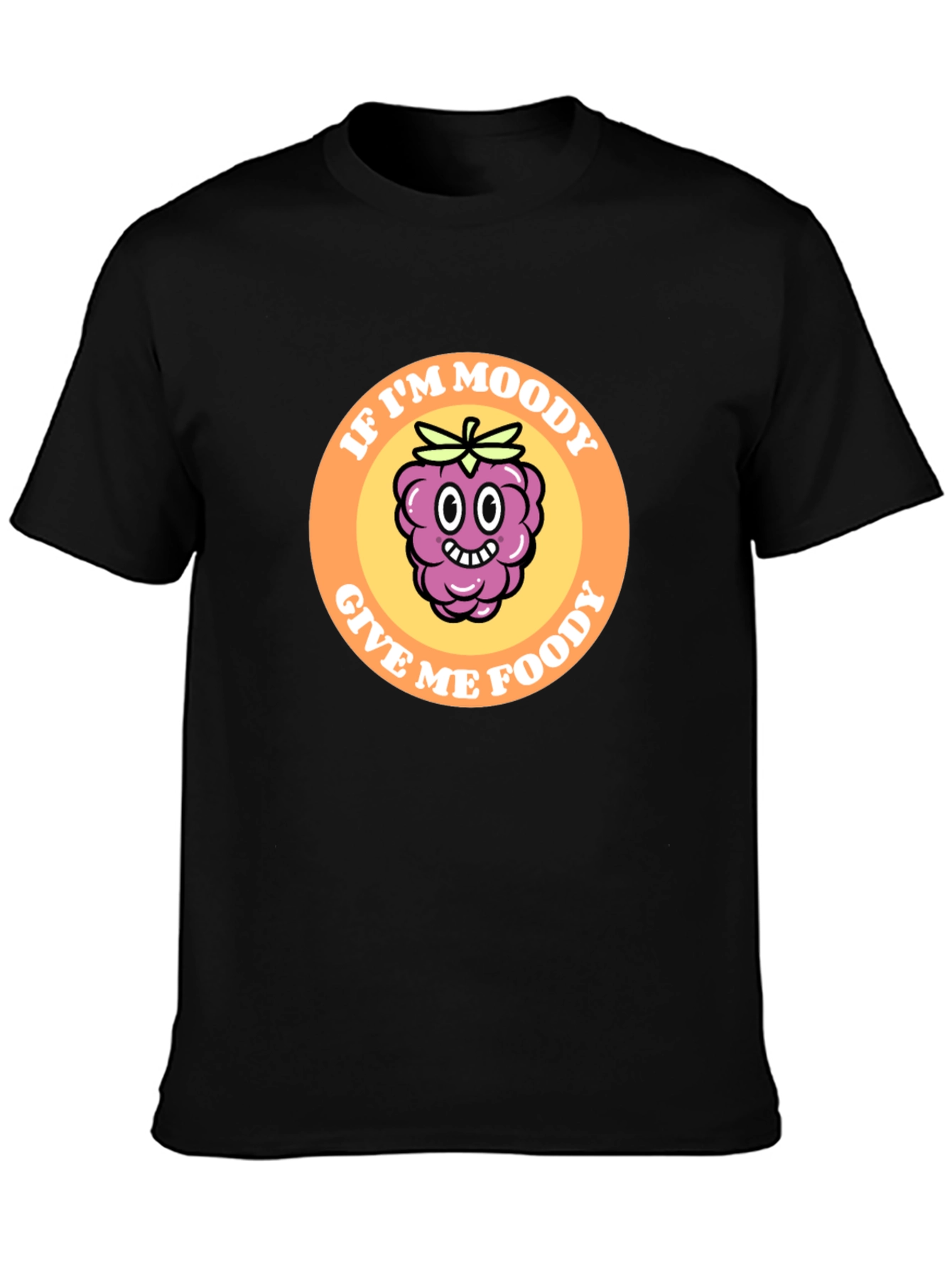 Moody Raspberry Graphic Tee - Black Cotton T-Shirt