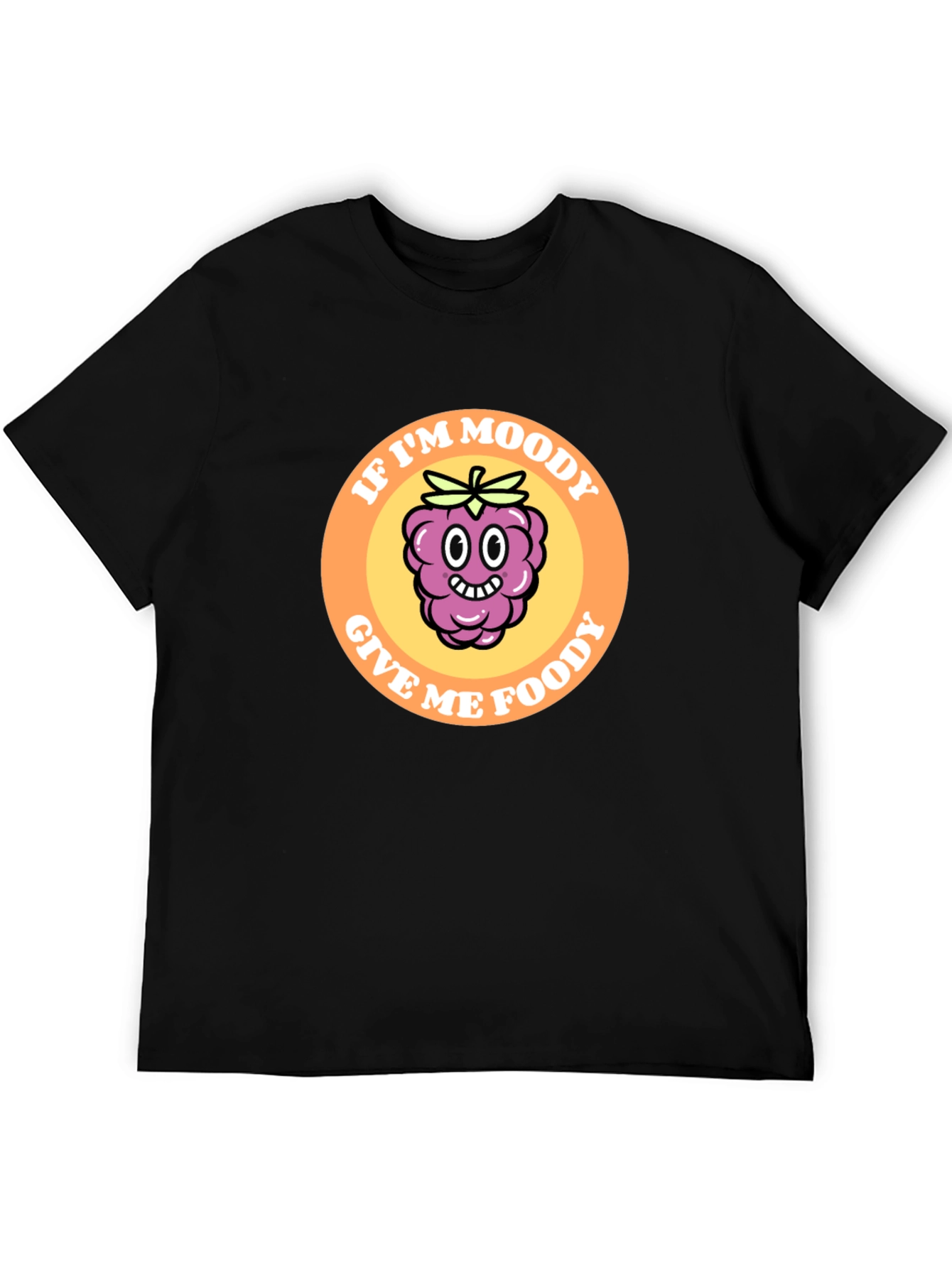 Moody Raspberry Graphic Tee - Black Cotton T-Shirt