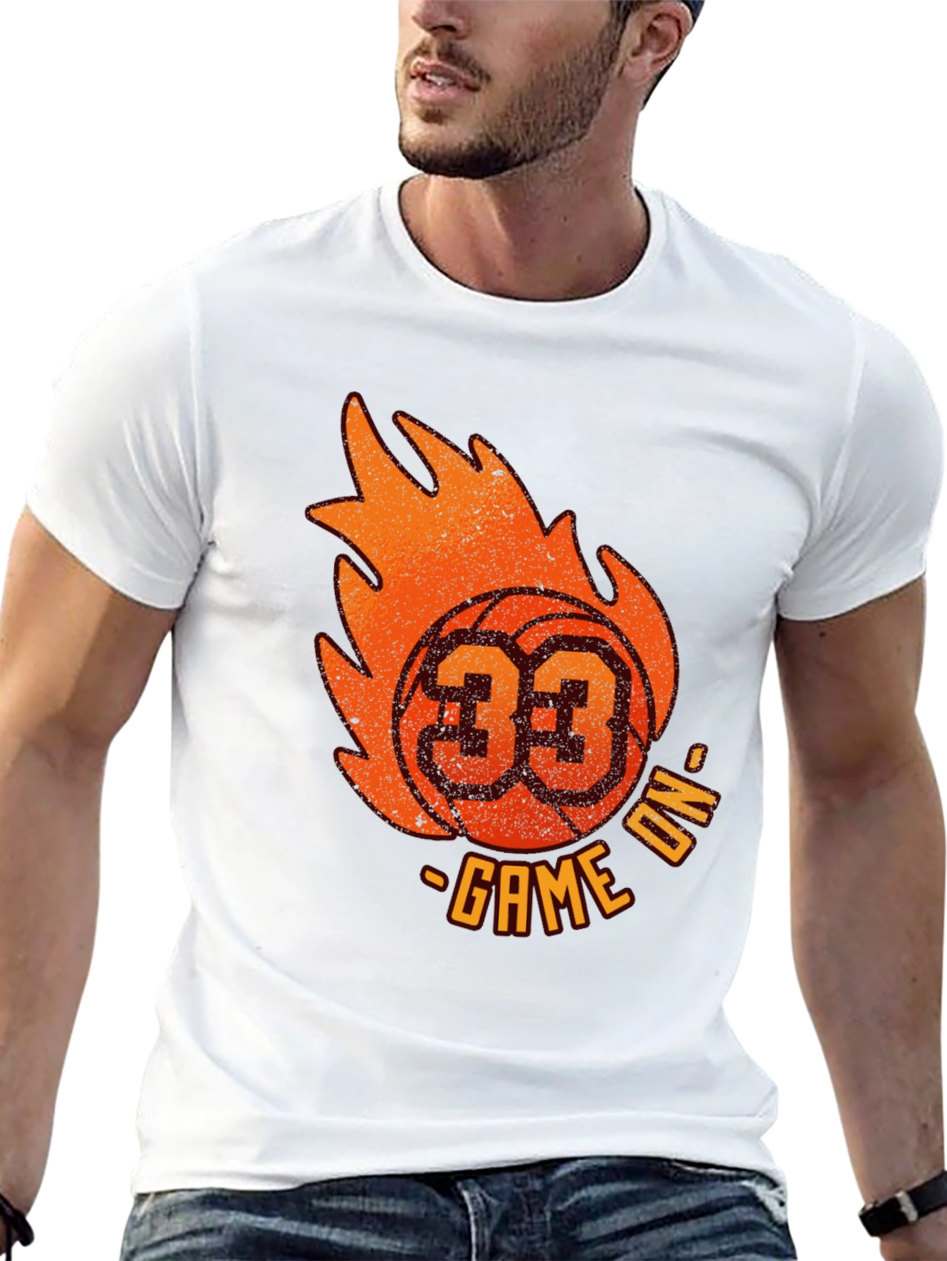 Fiery Basketball Graphic Tee - Game On!