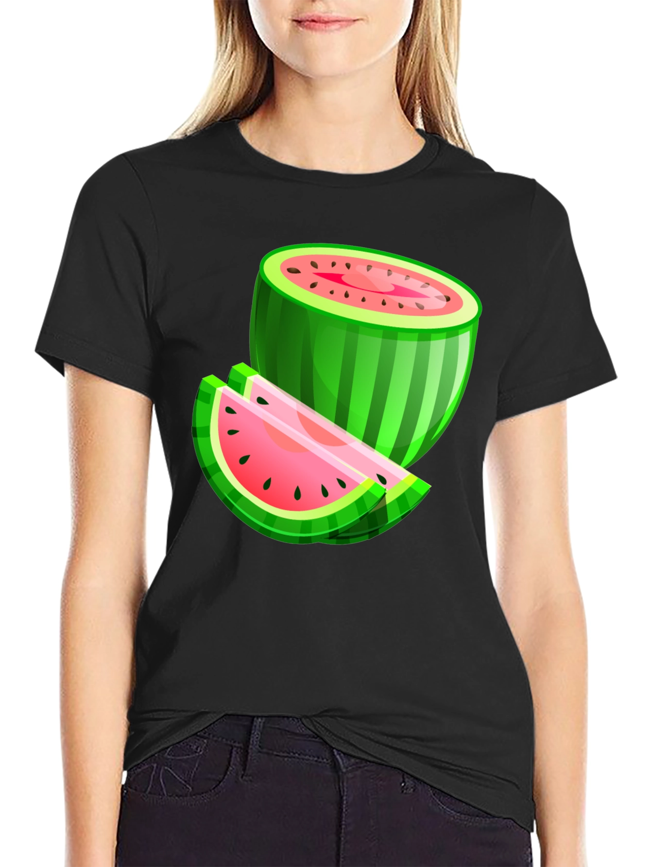 Watermelon Graphic Black T-Shirt