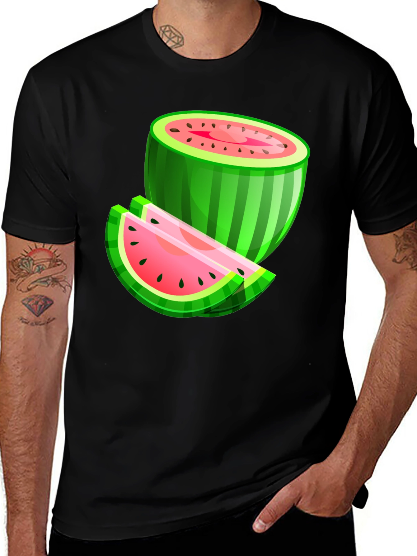 Watermelon Graphic Black T-Shirt