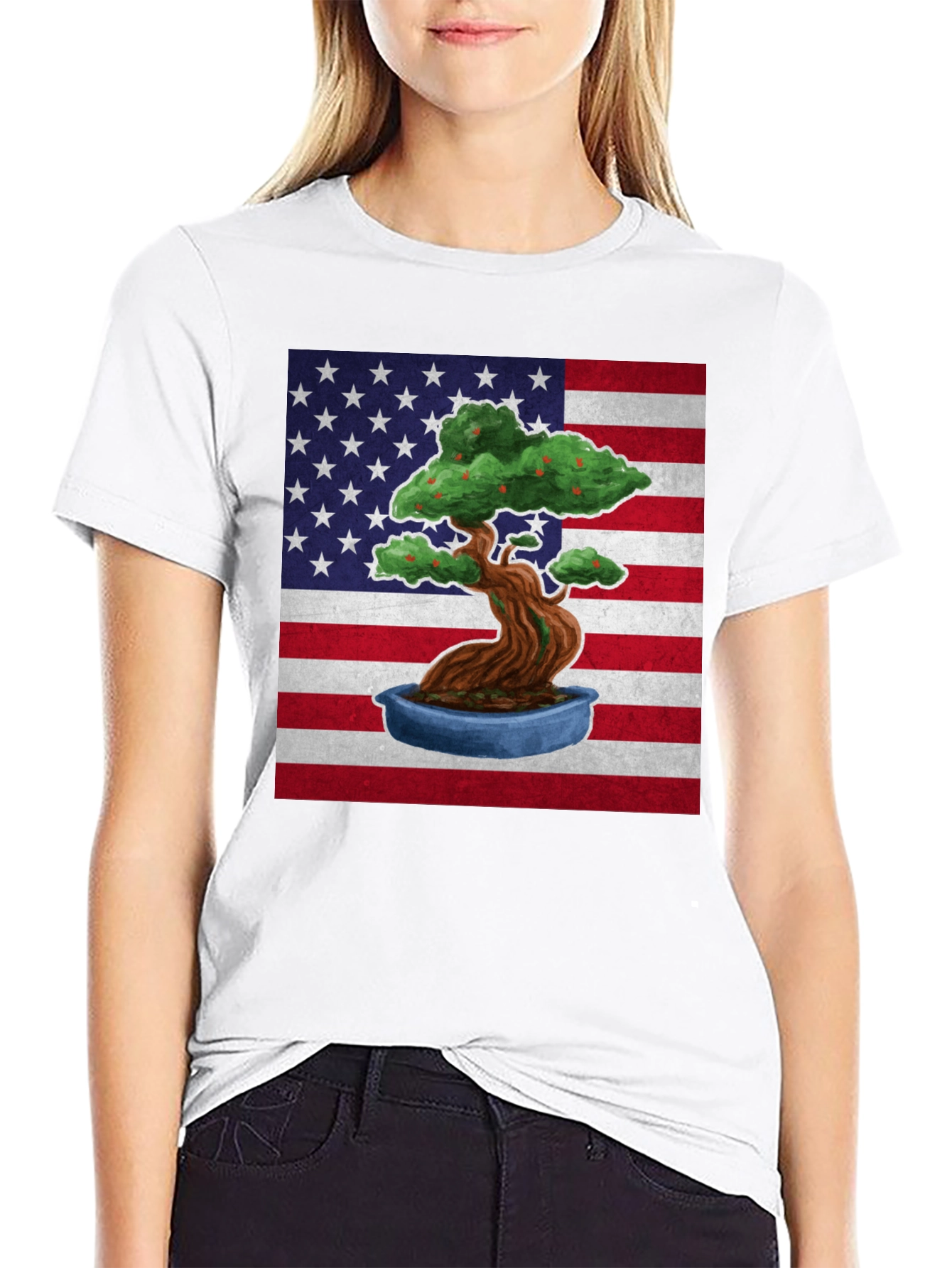 American Bonsai T-Shirt - USA Flag Design