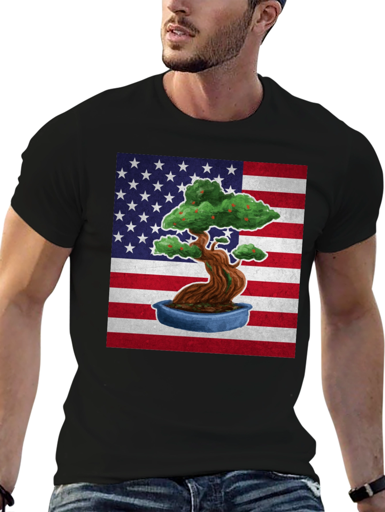 American Bonsai T-Shirt - USA Flag Design