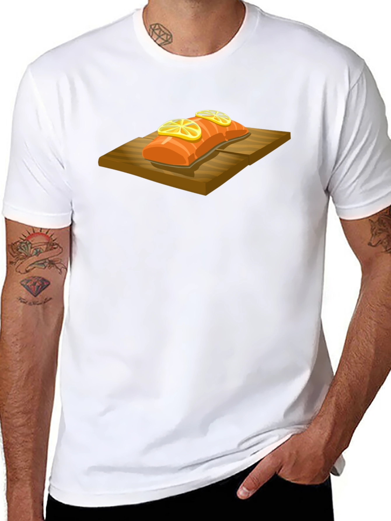 Salmon on Cedar Plank Graphic Tee - Black