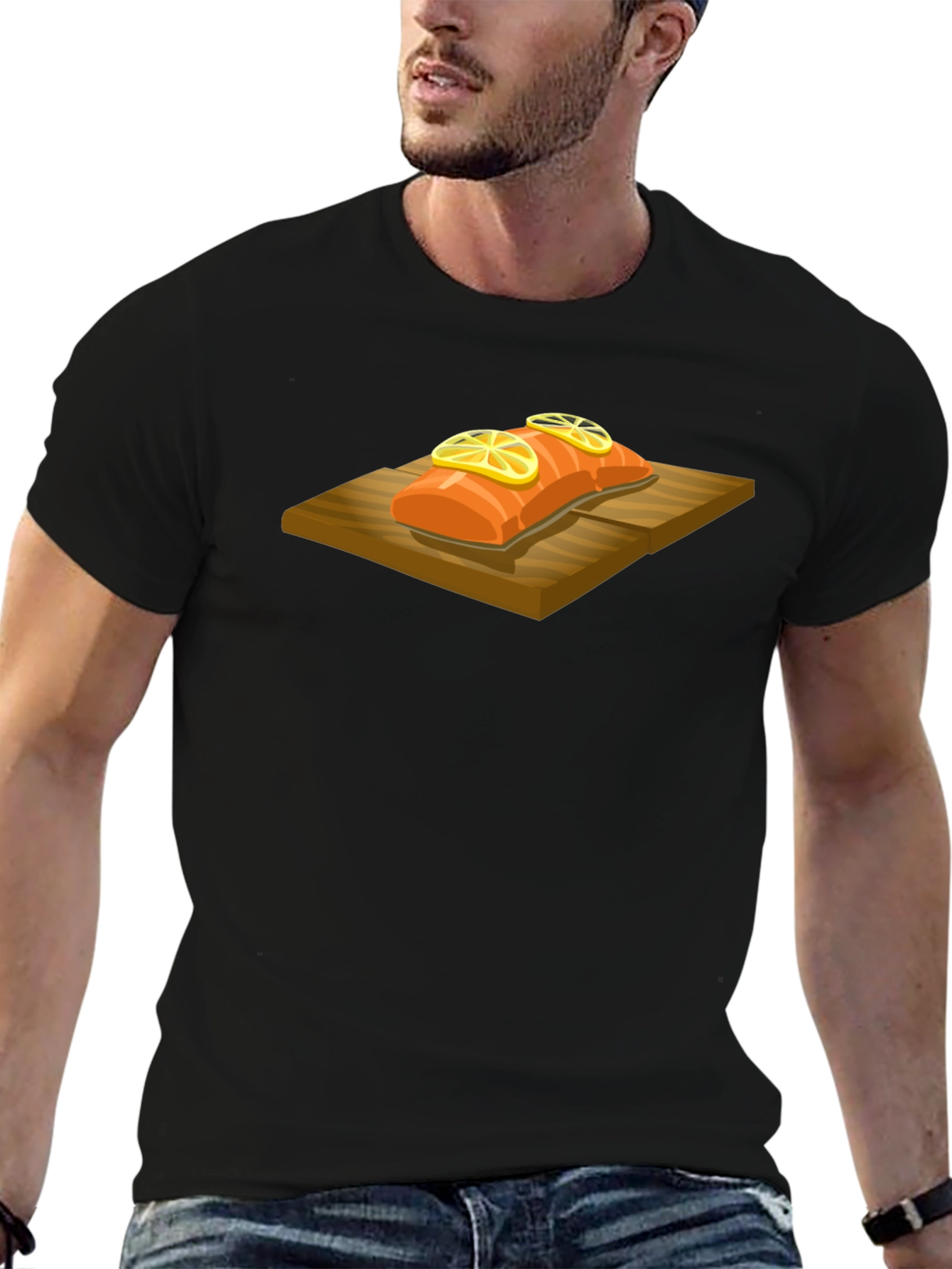 Salmon on Cedar Plank Graphic Tee - Black