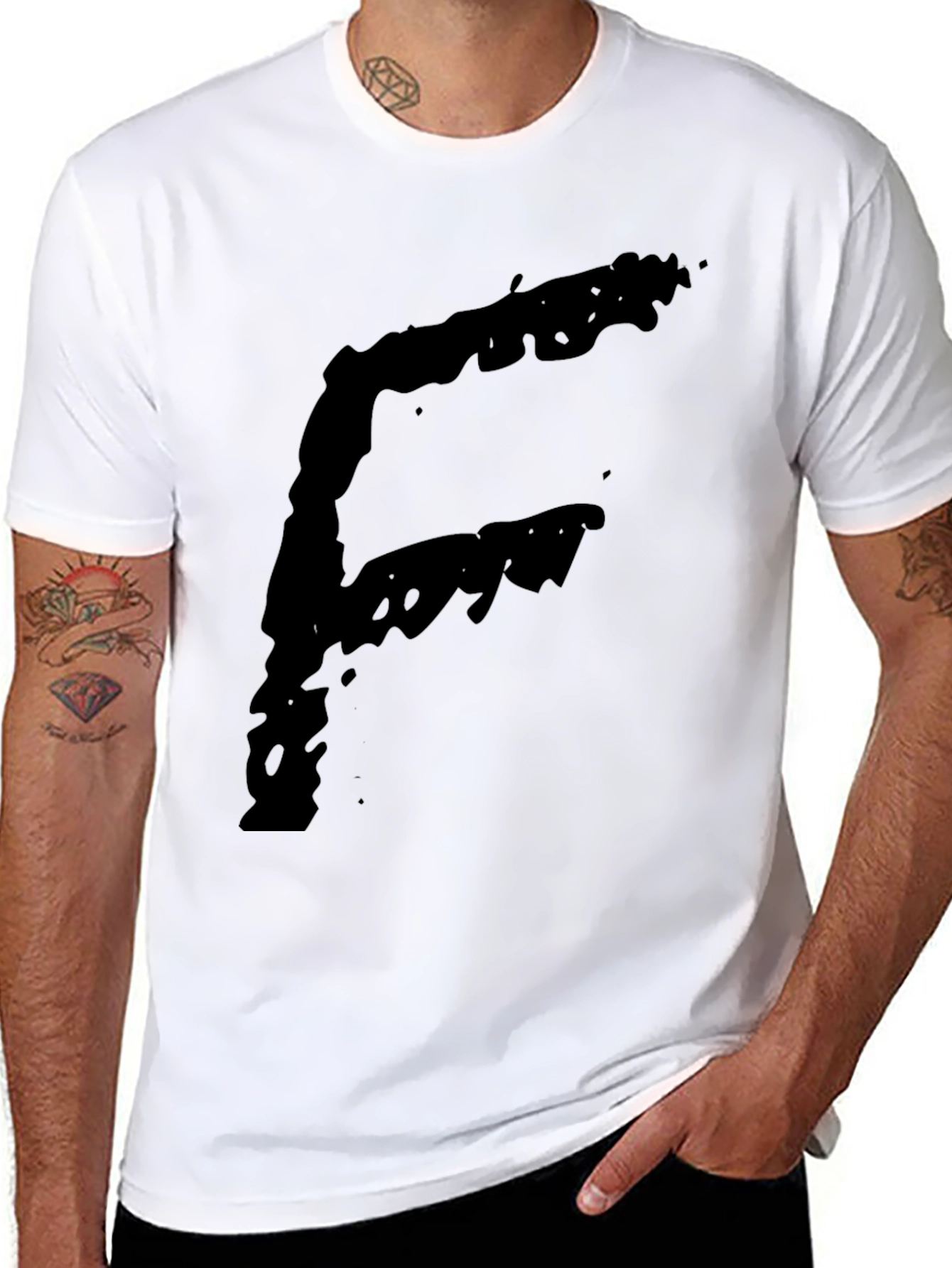 Bold Letter F Graphic T-Shirt - Black