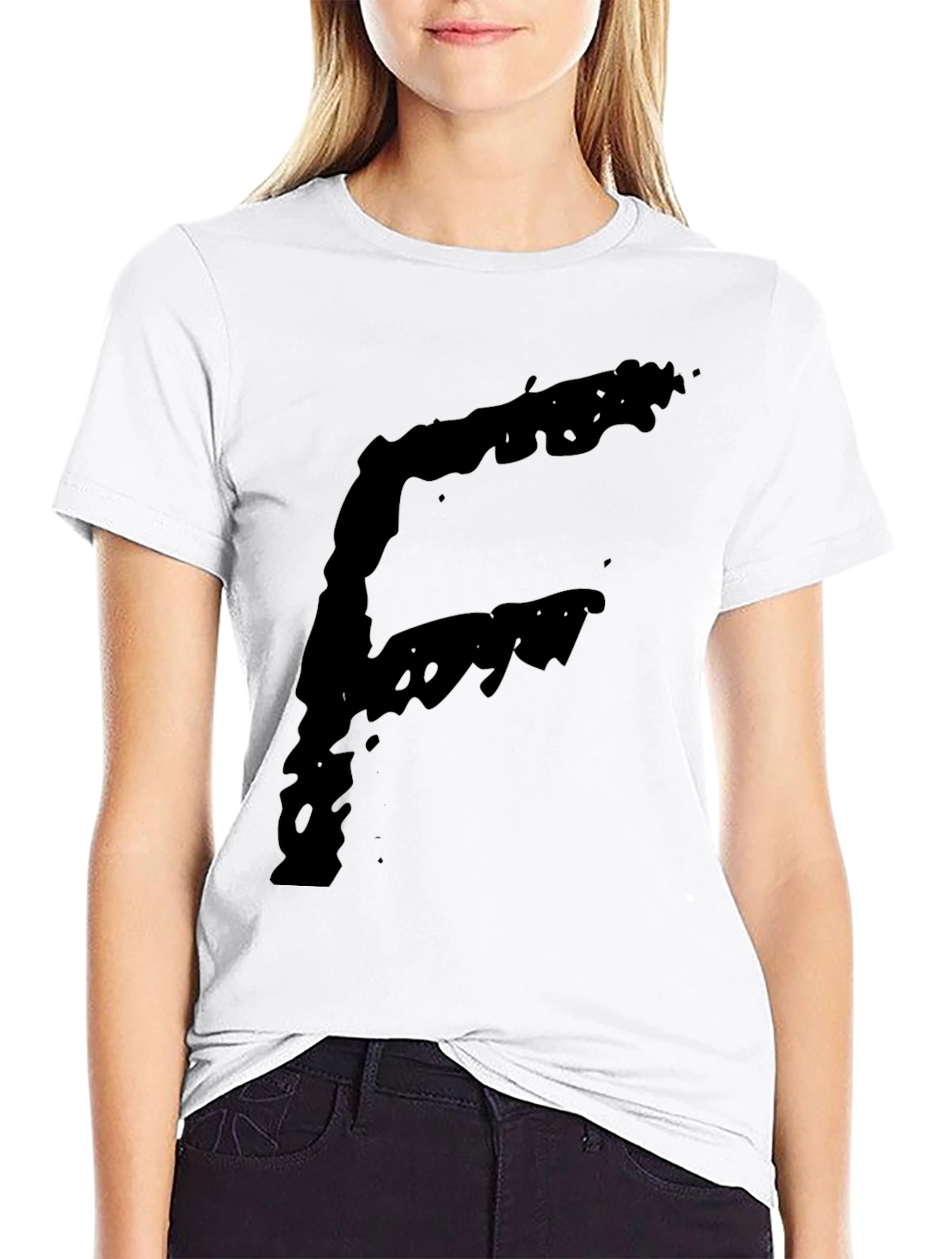 Bold Letter F Graphic T-Shirt - Black