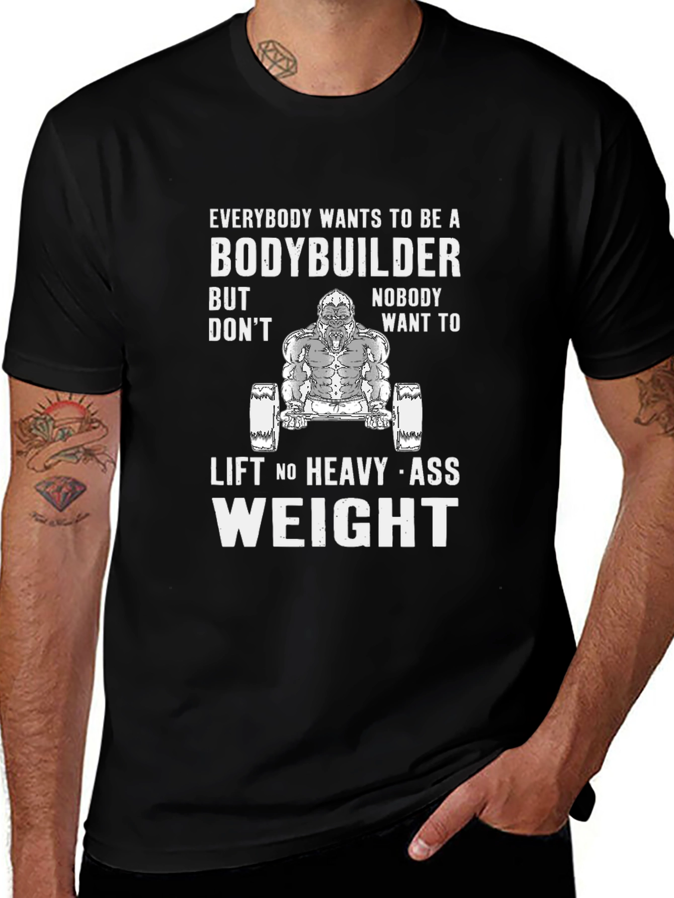 Bodybuilder Gorilla Graphic T-Shirt - Lift Heavy