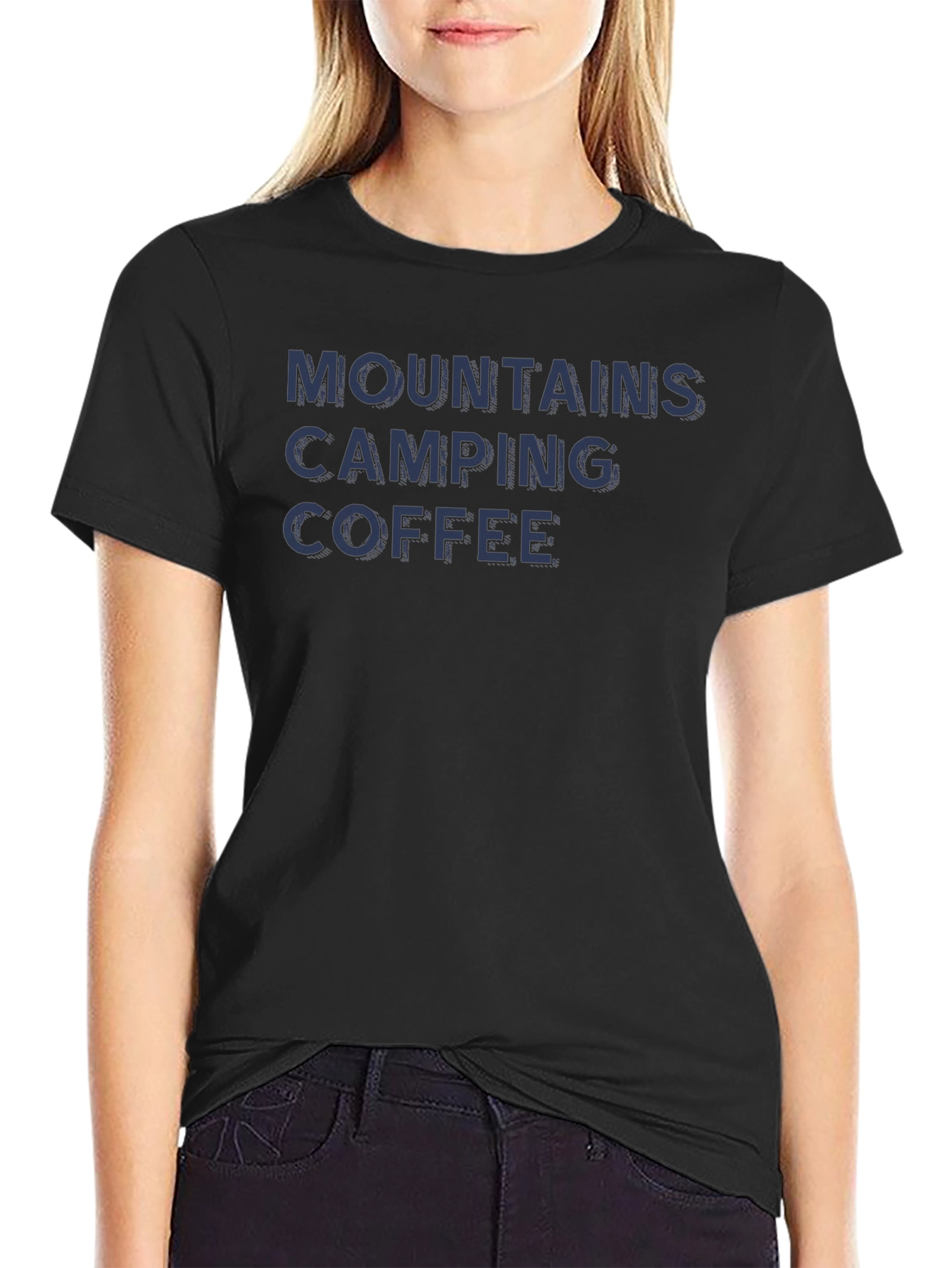 Mountains Camping Coffee Graphic T-Shirt