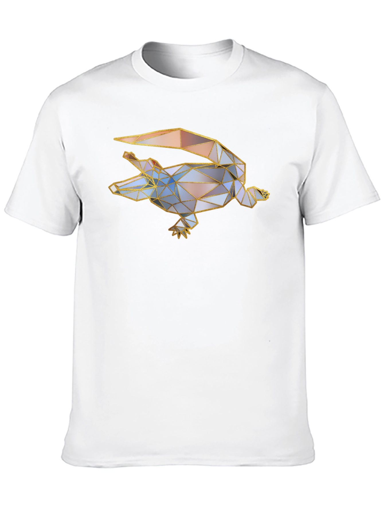 Geometric Crocodile Graphic Black T-Shirt