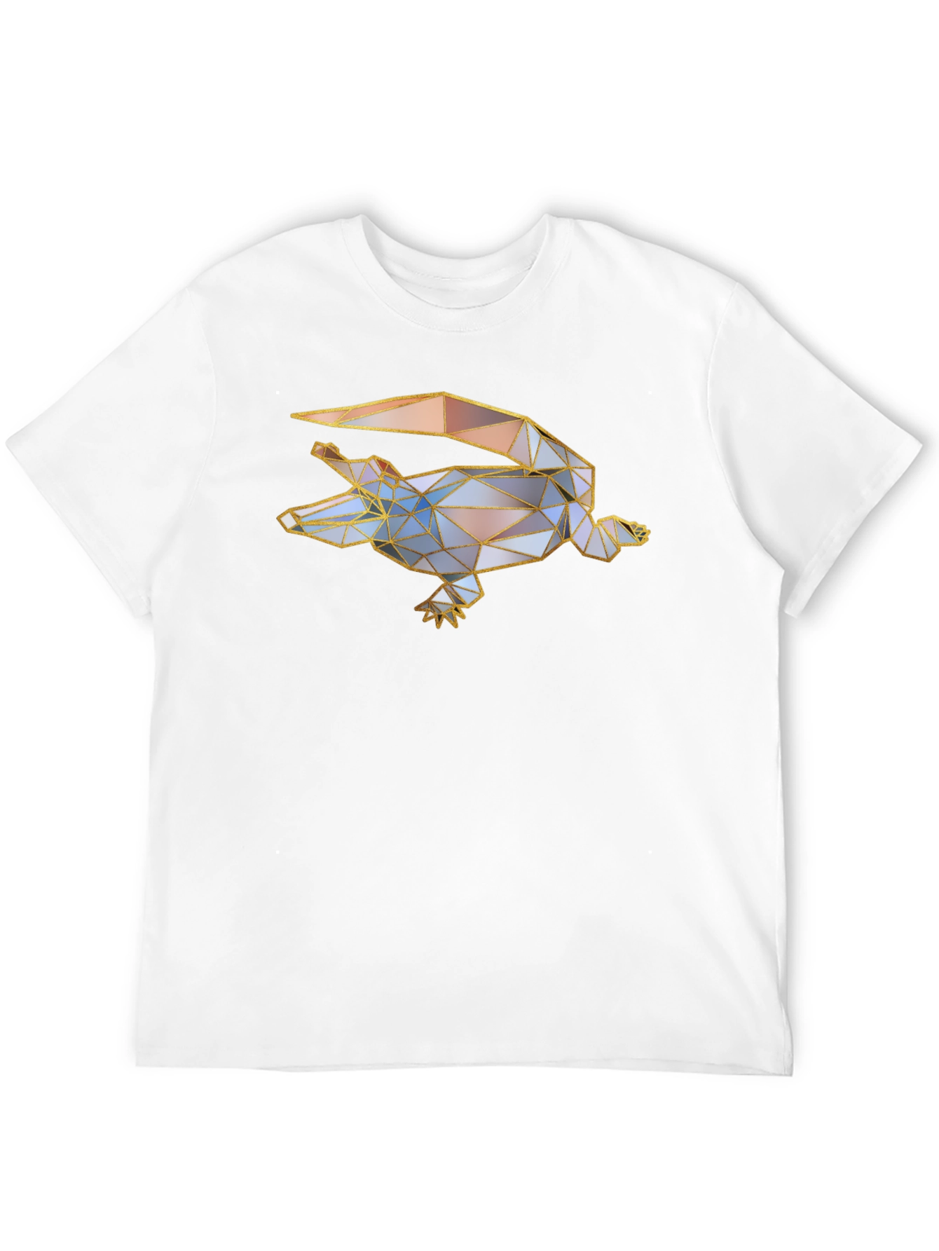Geometric Crocodile Graphic Black T-Shirt