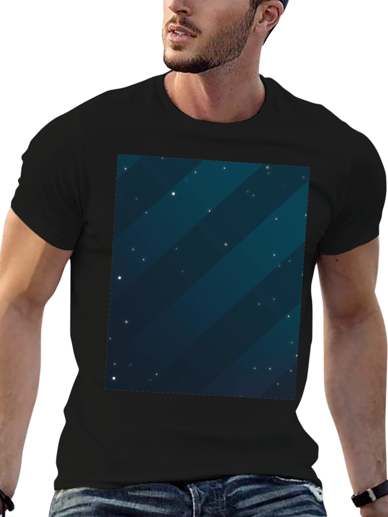 Cosmic Starfield Graphic Tee - Mens Black T-Shirt