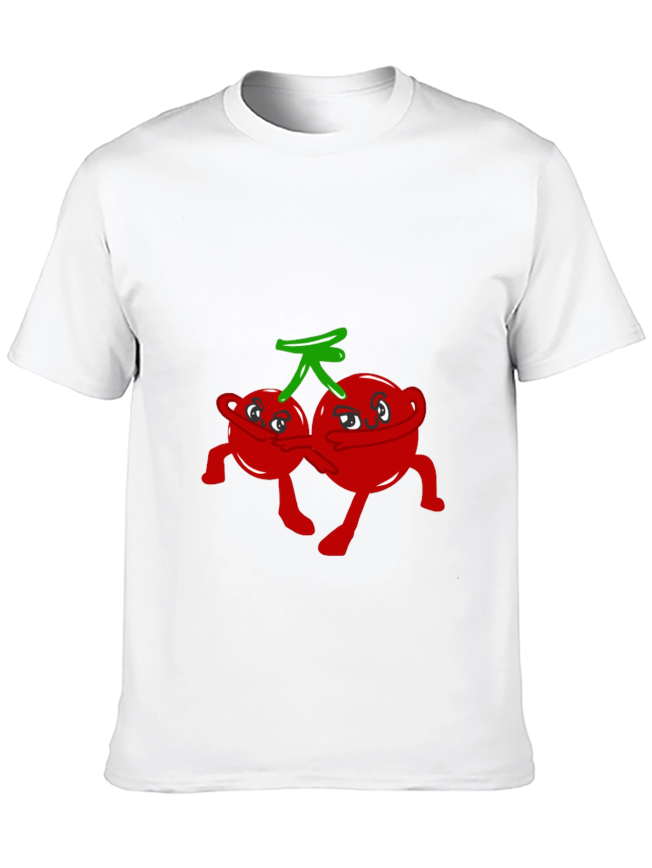 Funny Cartoon Cherry Graphic Tee - Black