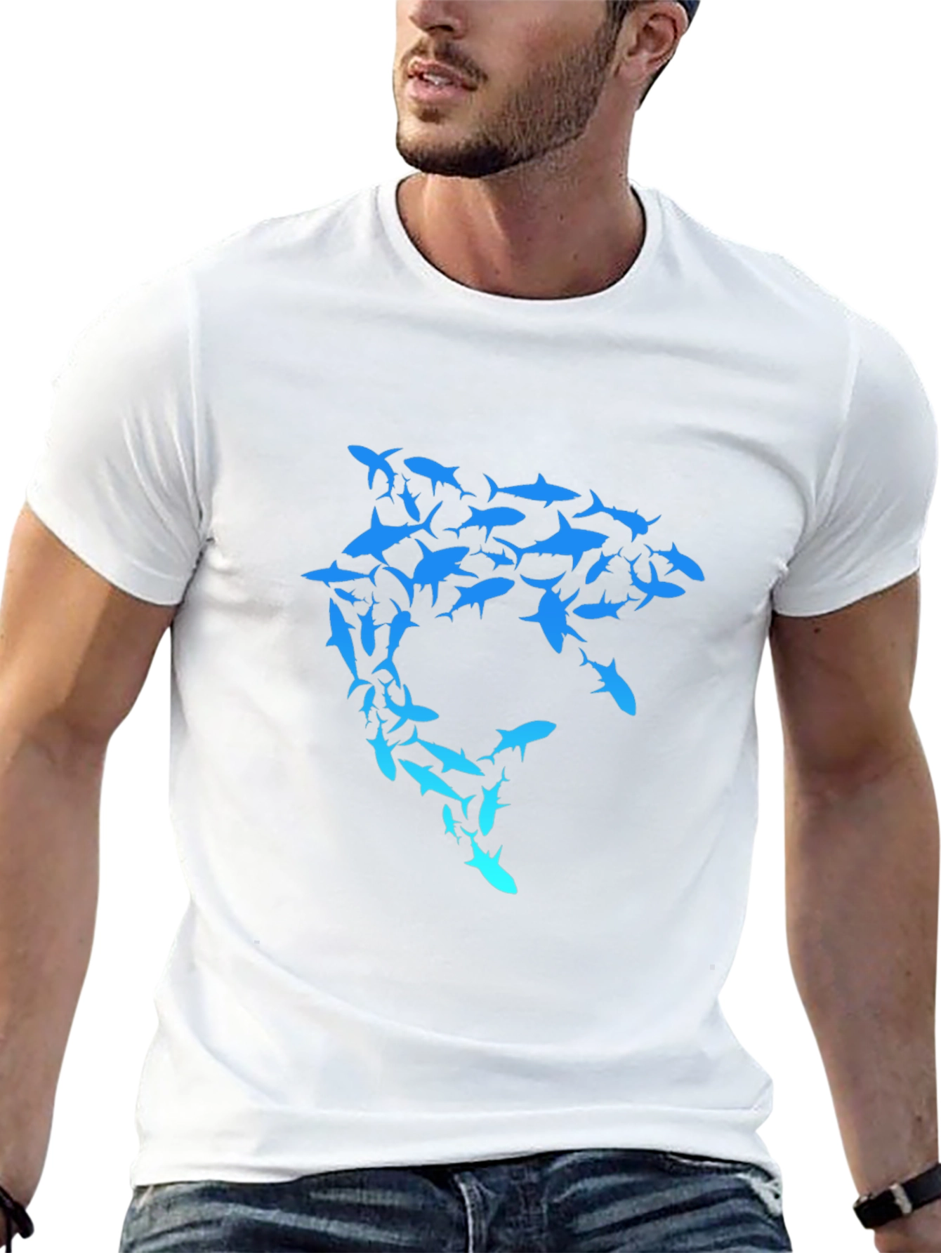 Shark Swarm Graphic T-Shirt - Unique Design