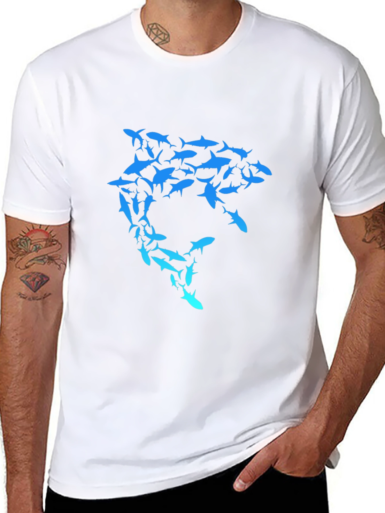 Shark Swarm Graphic T-Shirt - Unique Design