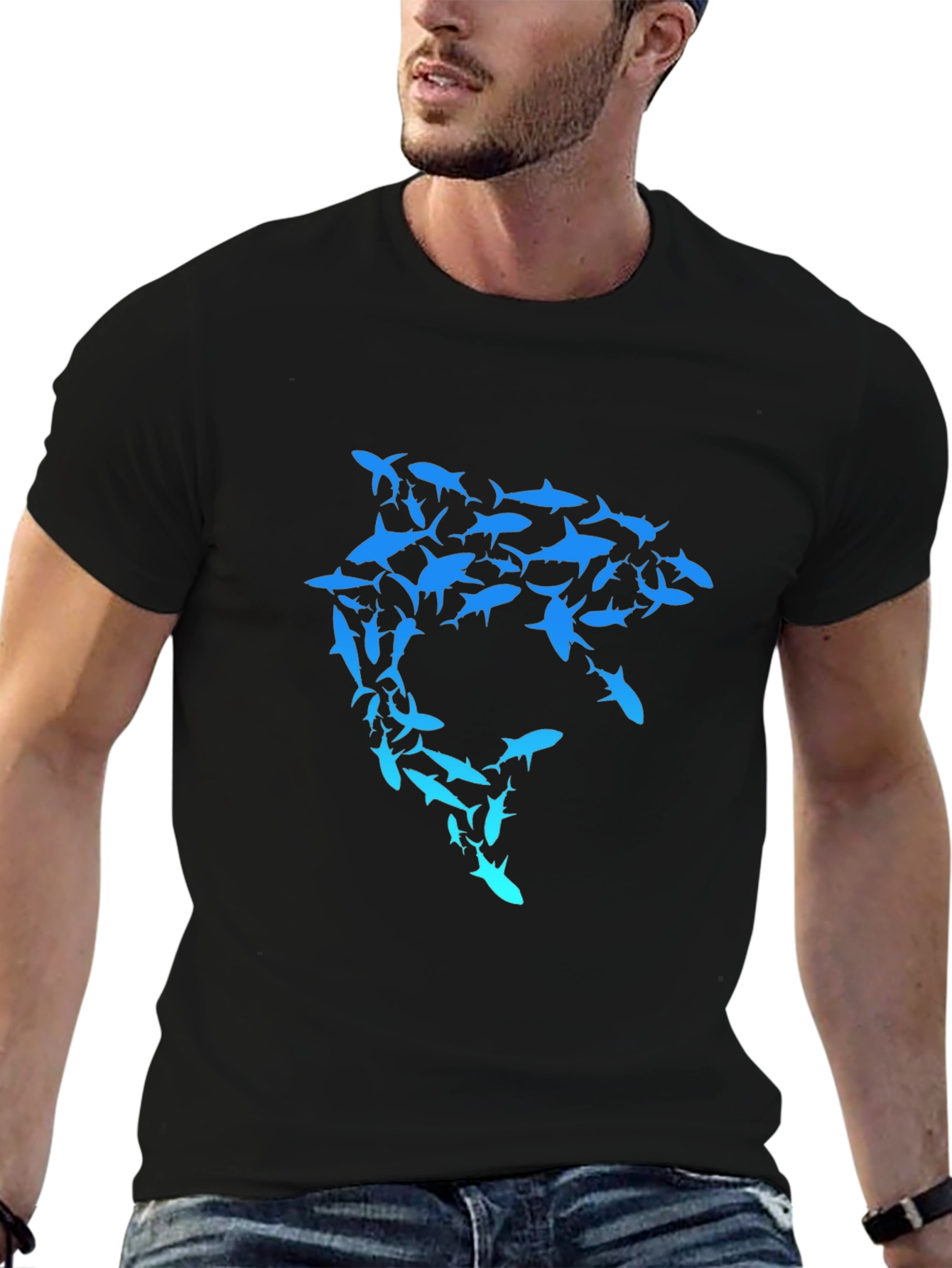 Shark Swarm Graphic T-Shirt - Unique Design