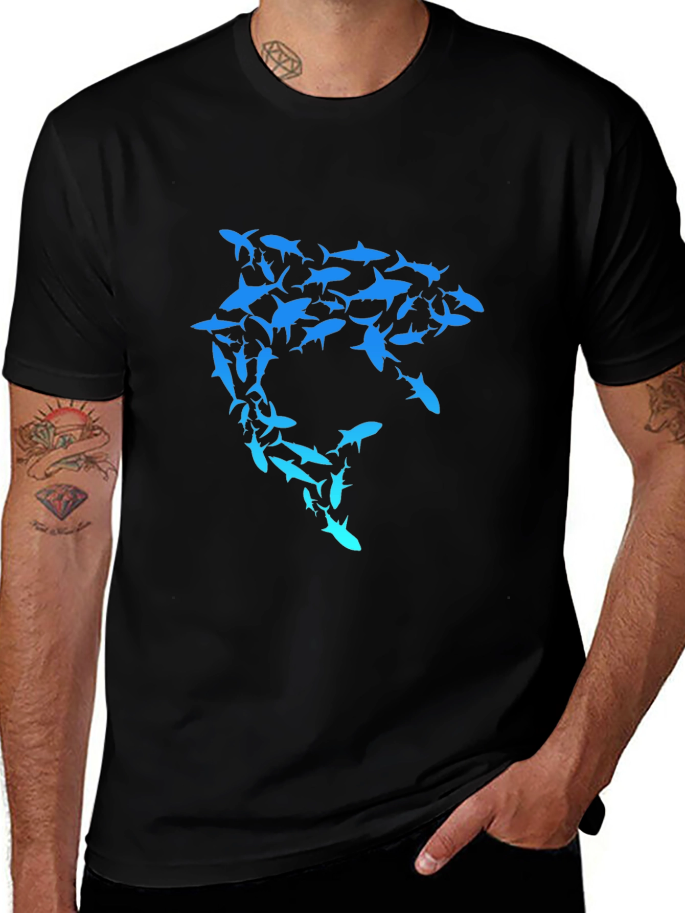 Shark Swarm Graphic T-Shirt - Unique Design