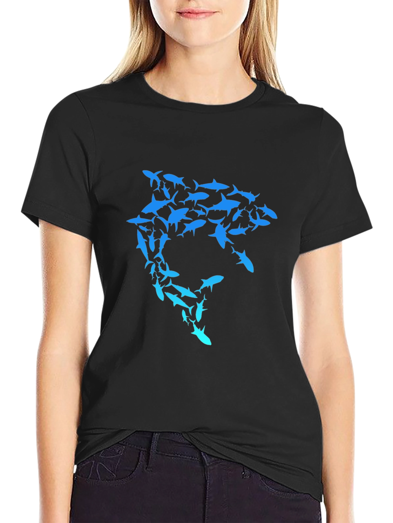 Shark Swarm Graphic T-Shirt - Unique Design