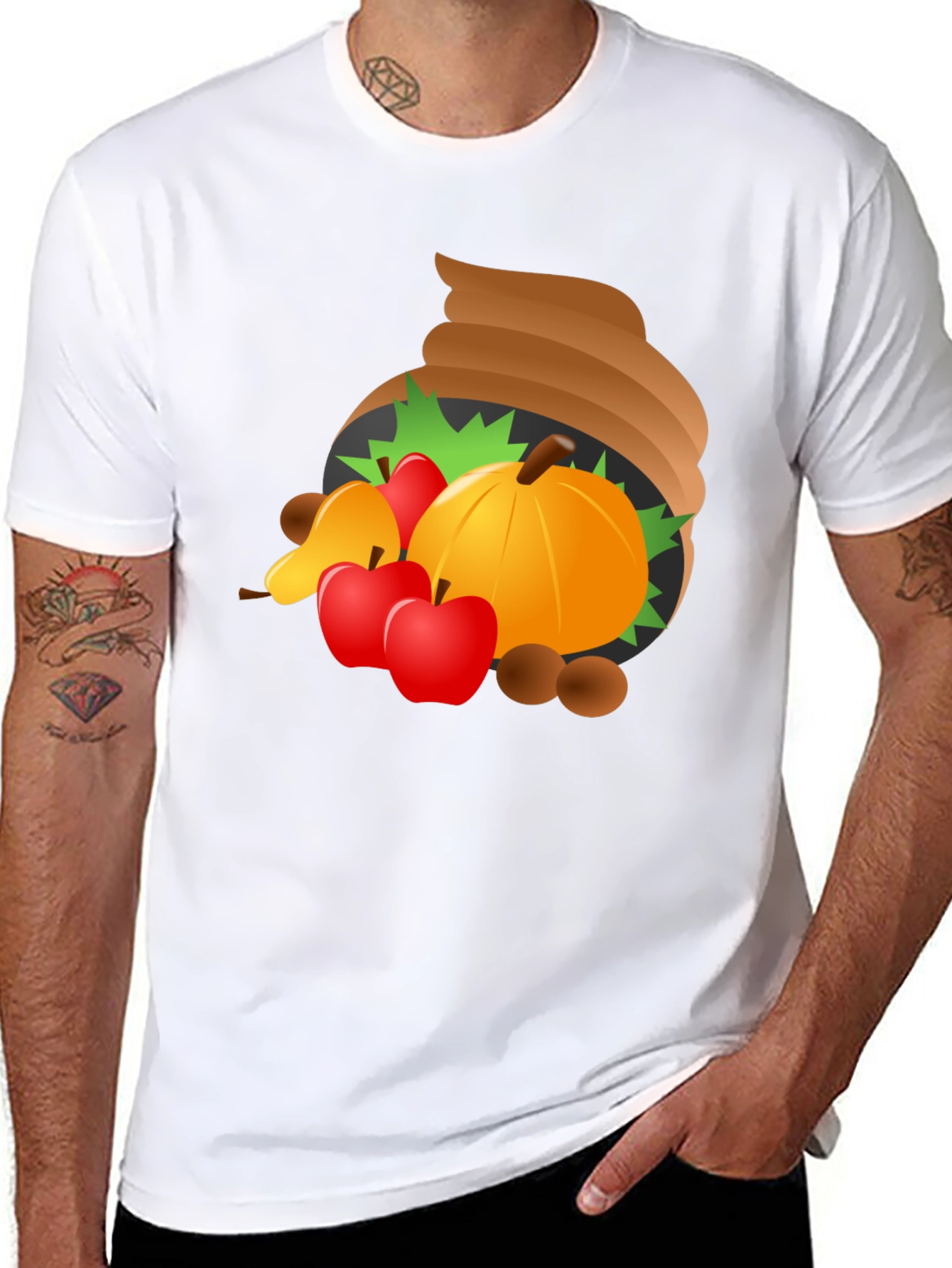Thanksgiving Cornucopia Mens Black T-Shirt