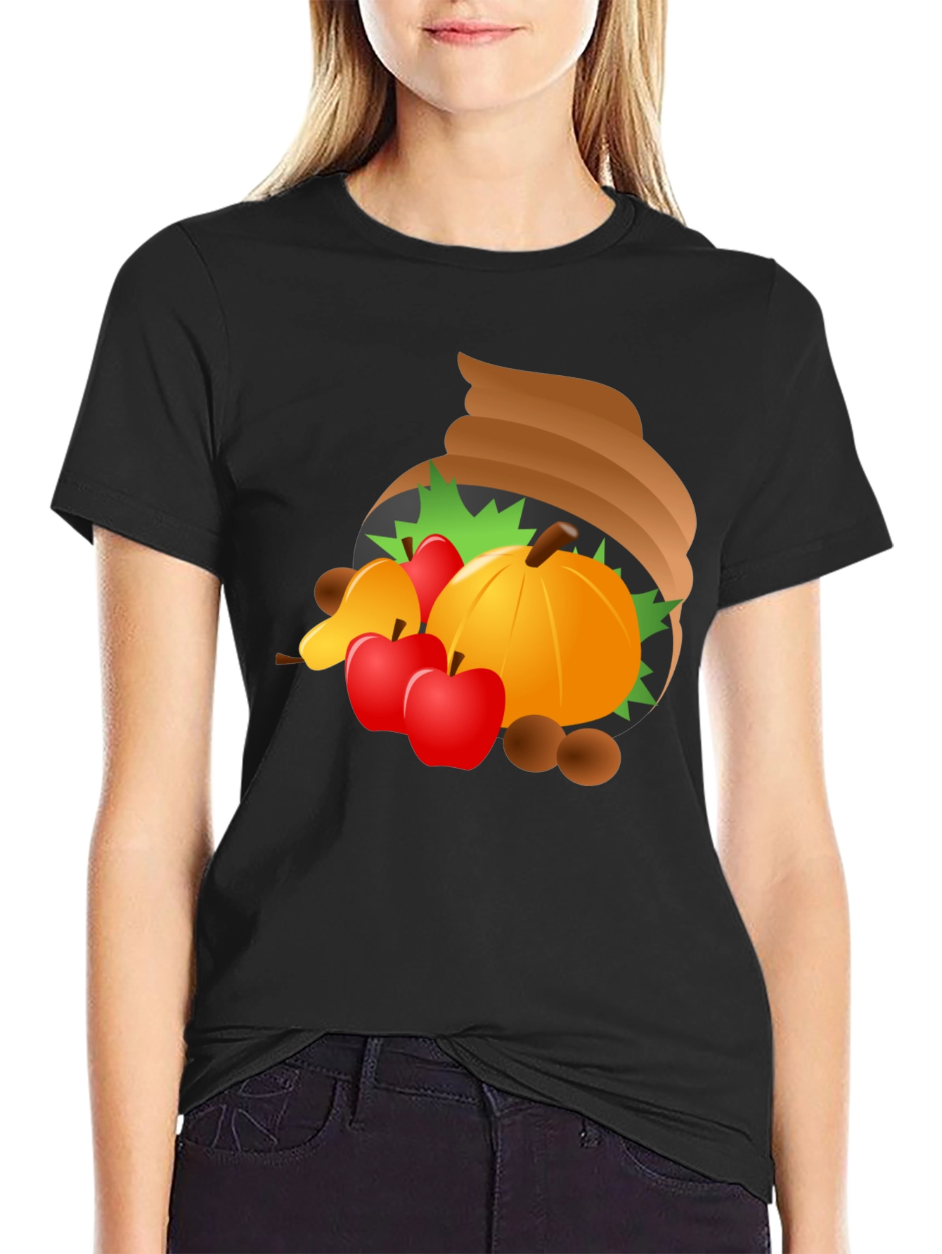 Thanksgiving Cornucopia Mens Black T-Shirt