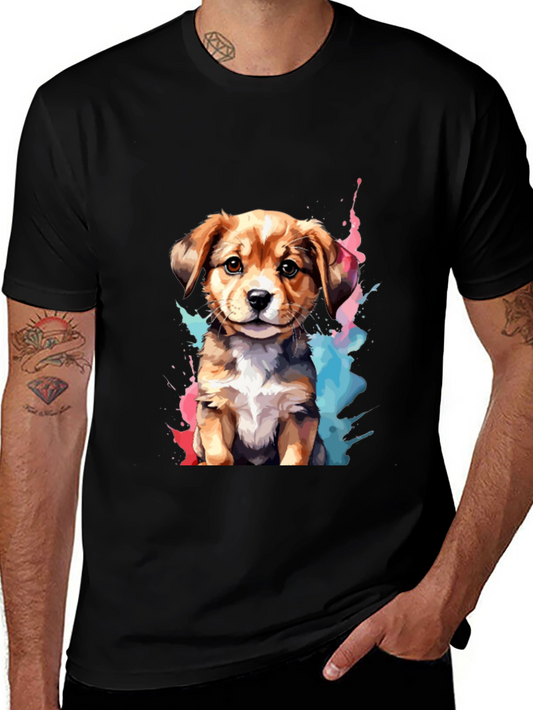 Cute Puppy Watercolor Graphic T-Shirt