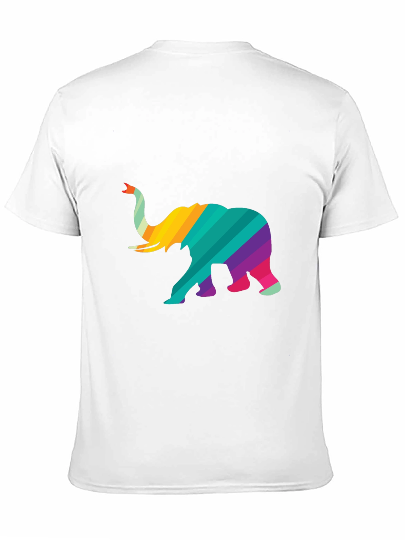 Rainbow Striped Elephant Graphic Tee - Unique Design