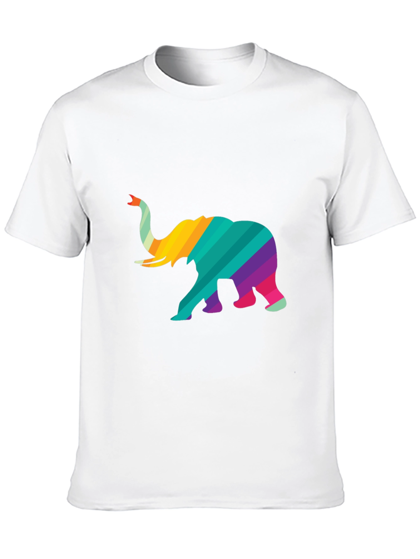 Rainbow Striped Elephant Graphic Tee - Unique Design