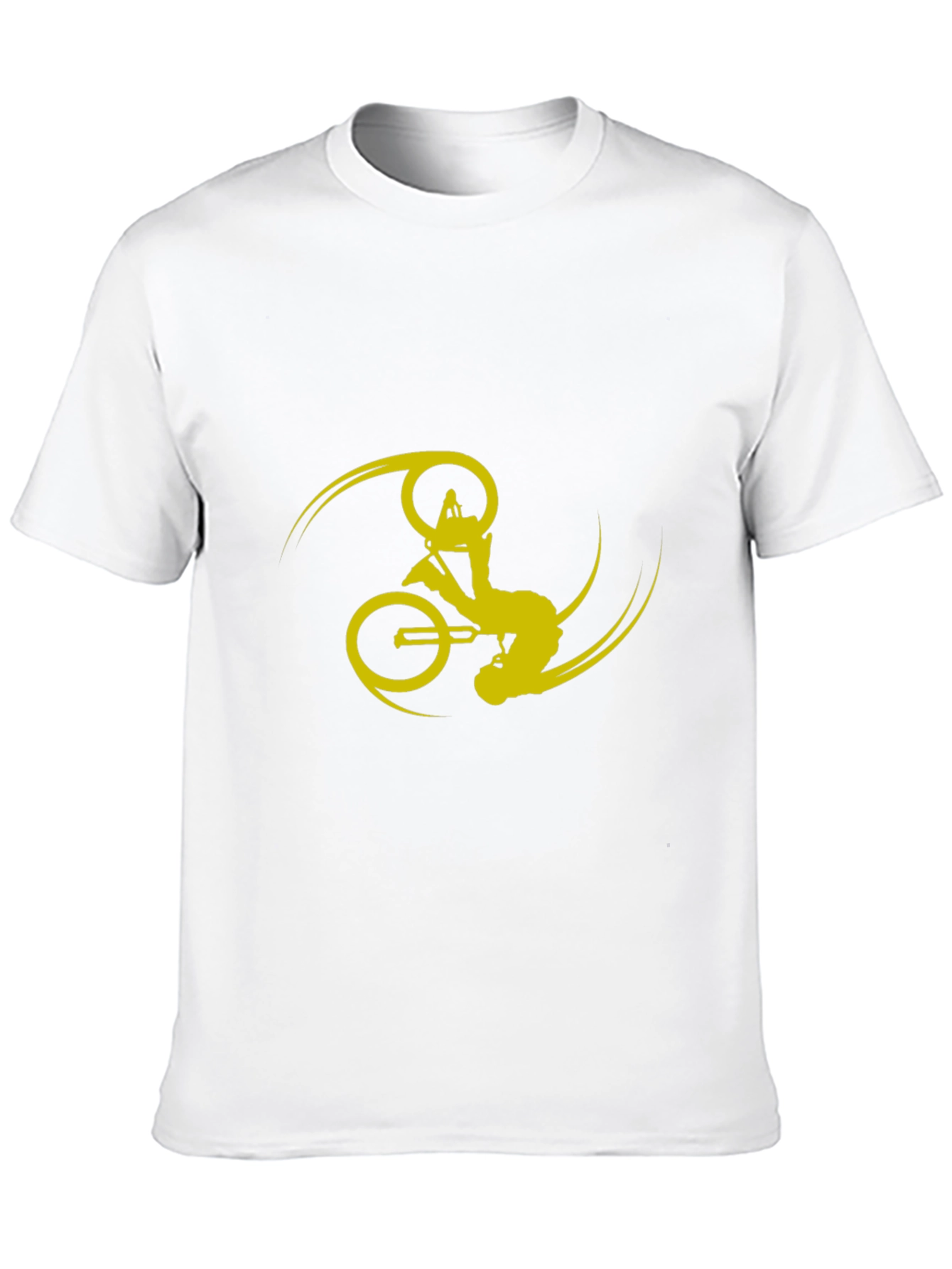 Black T-Shirt with Yellow Bike Stunt Design