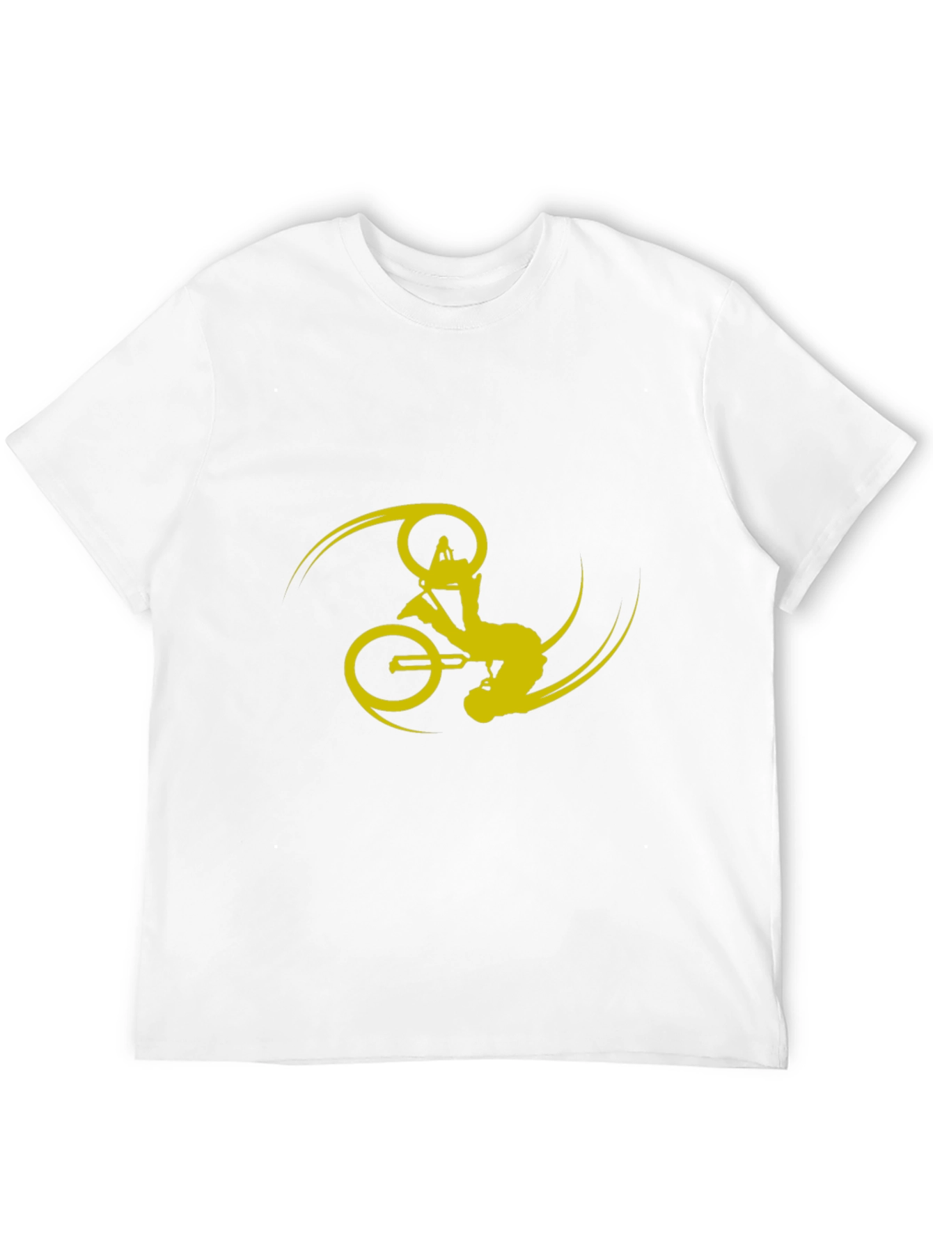 Black T-Shirt with Yellow Bike Stunt Design