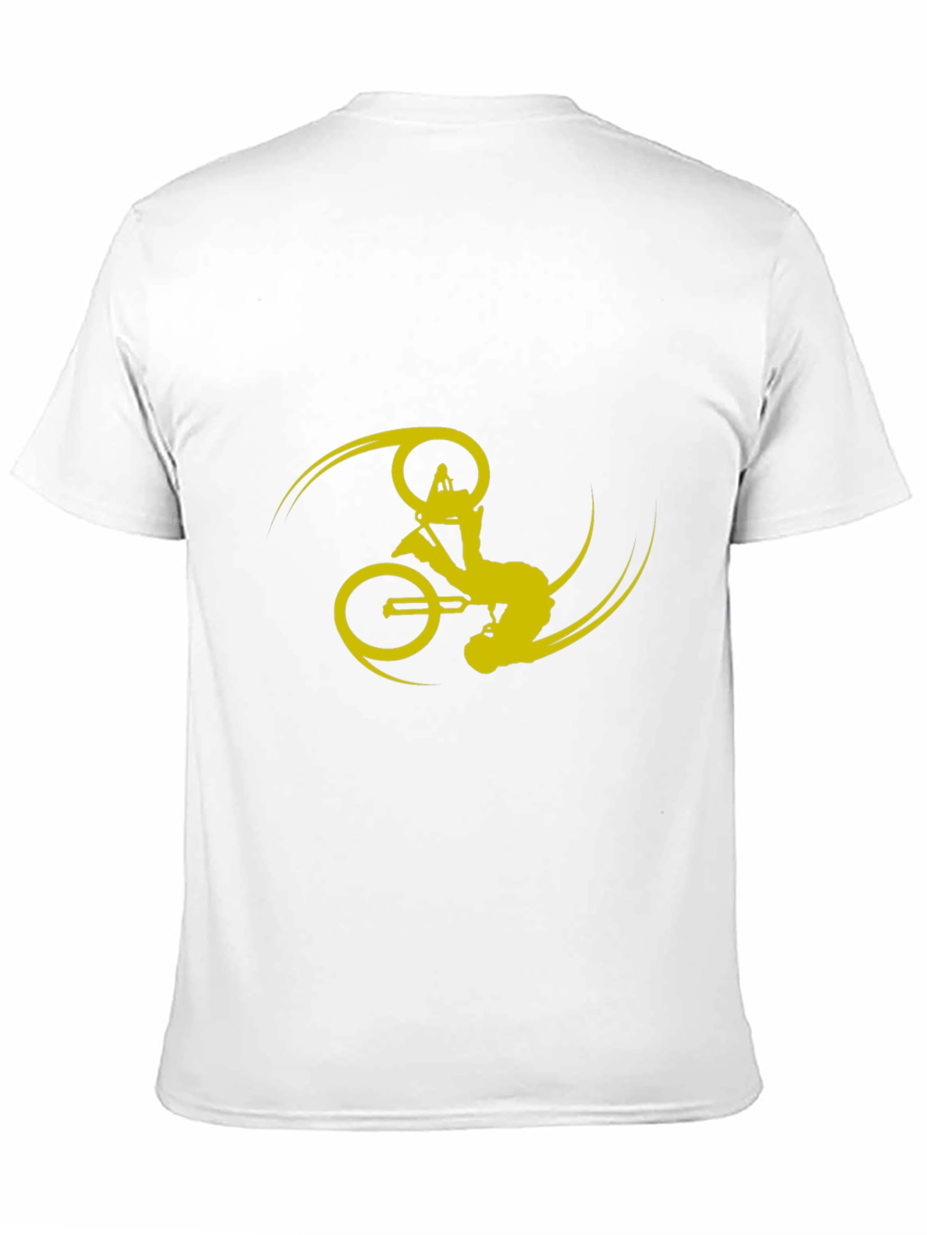 Black T-Shirt with Yellow Bike Stunt Design
