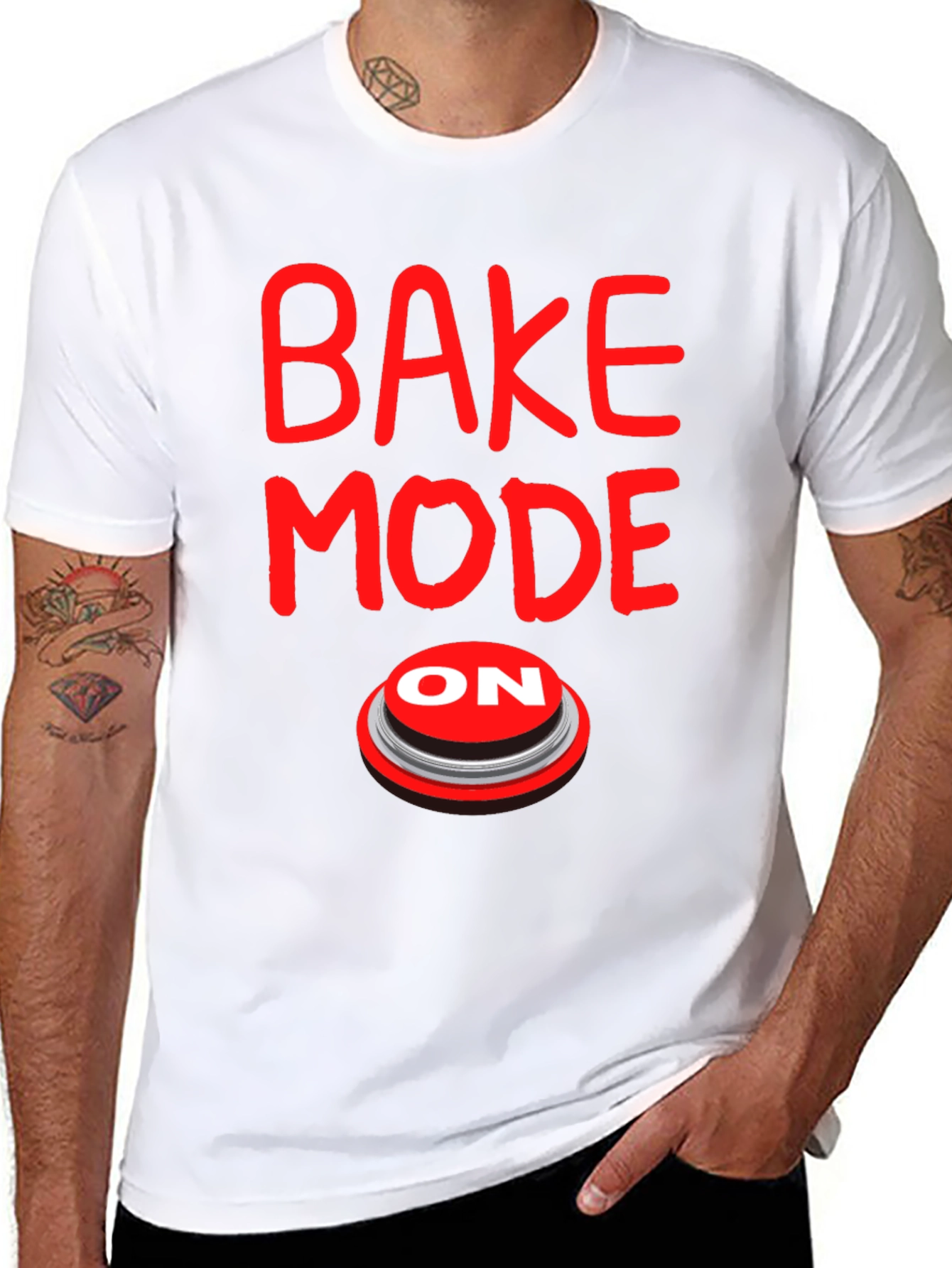 Bake Mode On Graphic Tee - Black Cotton T-Shirt