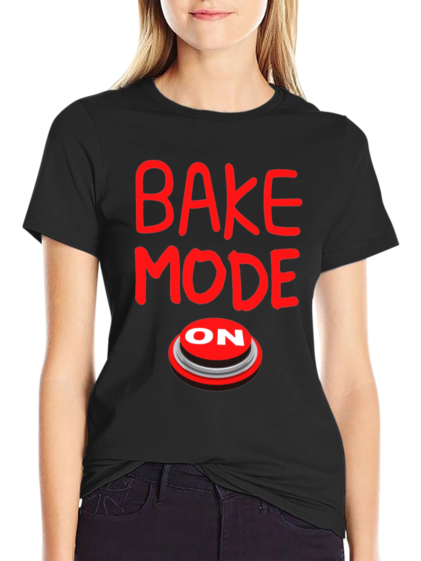 Bake Mode On Graphic Tee - Black Cotton T-Shirt