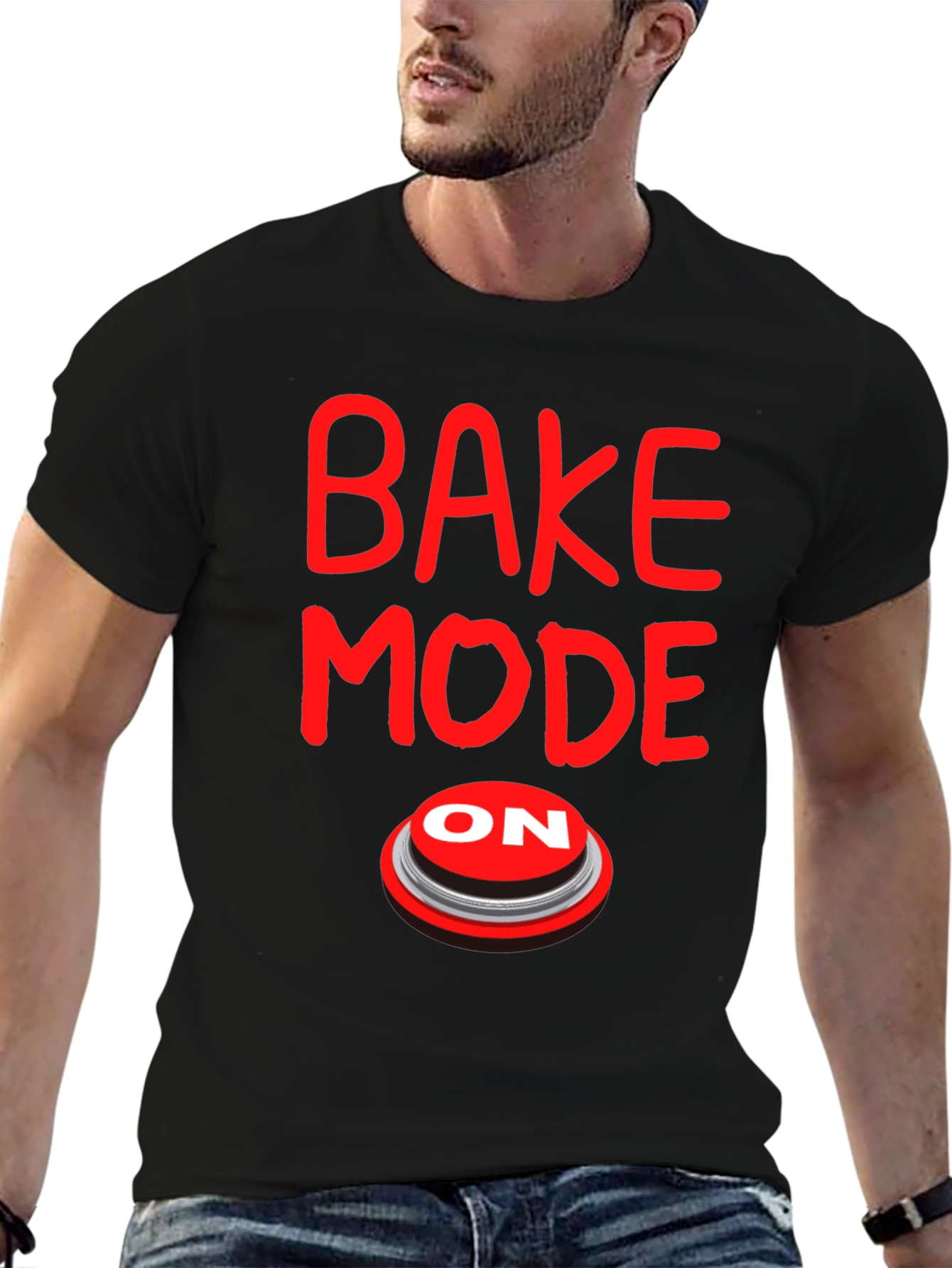 Bake Mode On Graphic Tee - Black Cotton T-Shirt