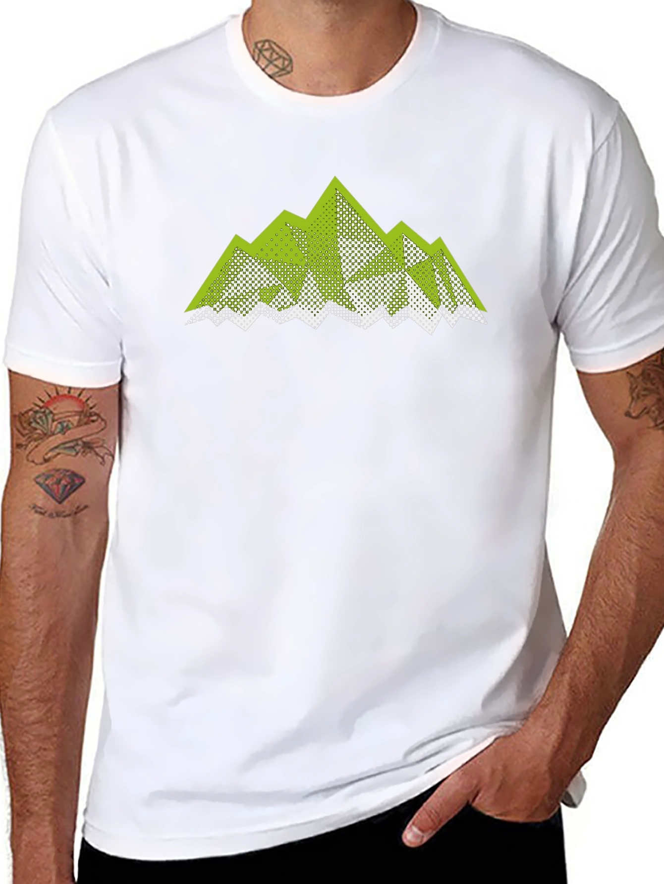 Geometric Mountain Graphic Tee - Black