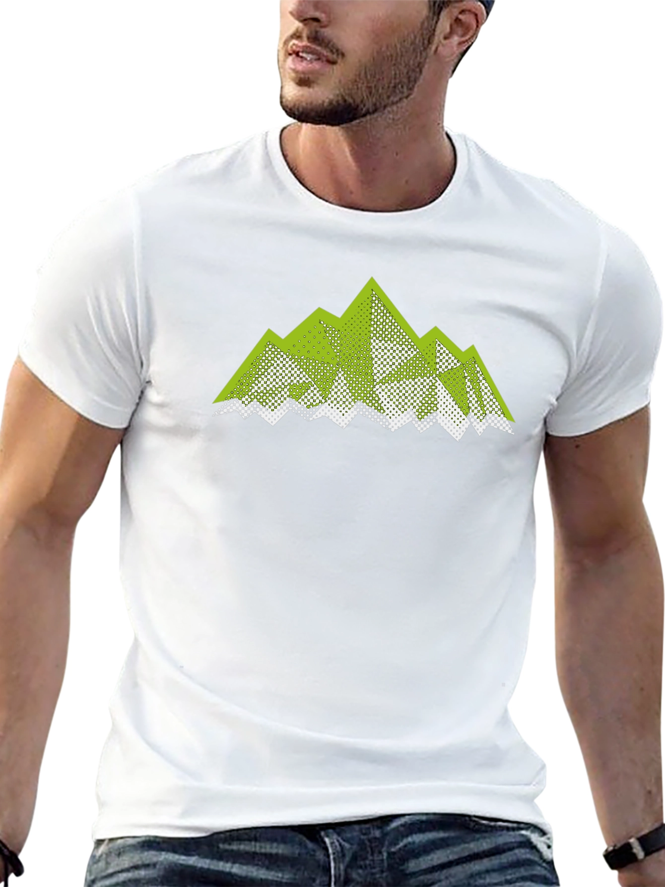 Geometric Mountain Graphic Tee - Black