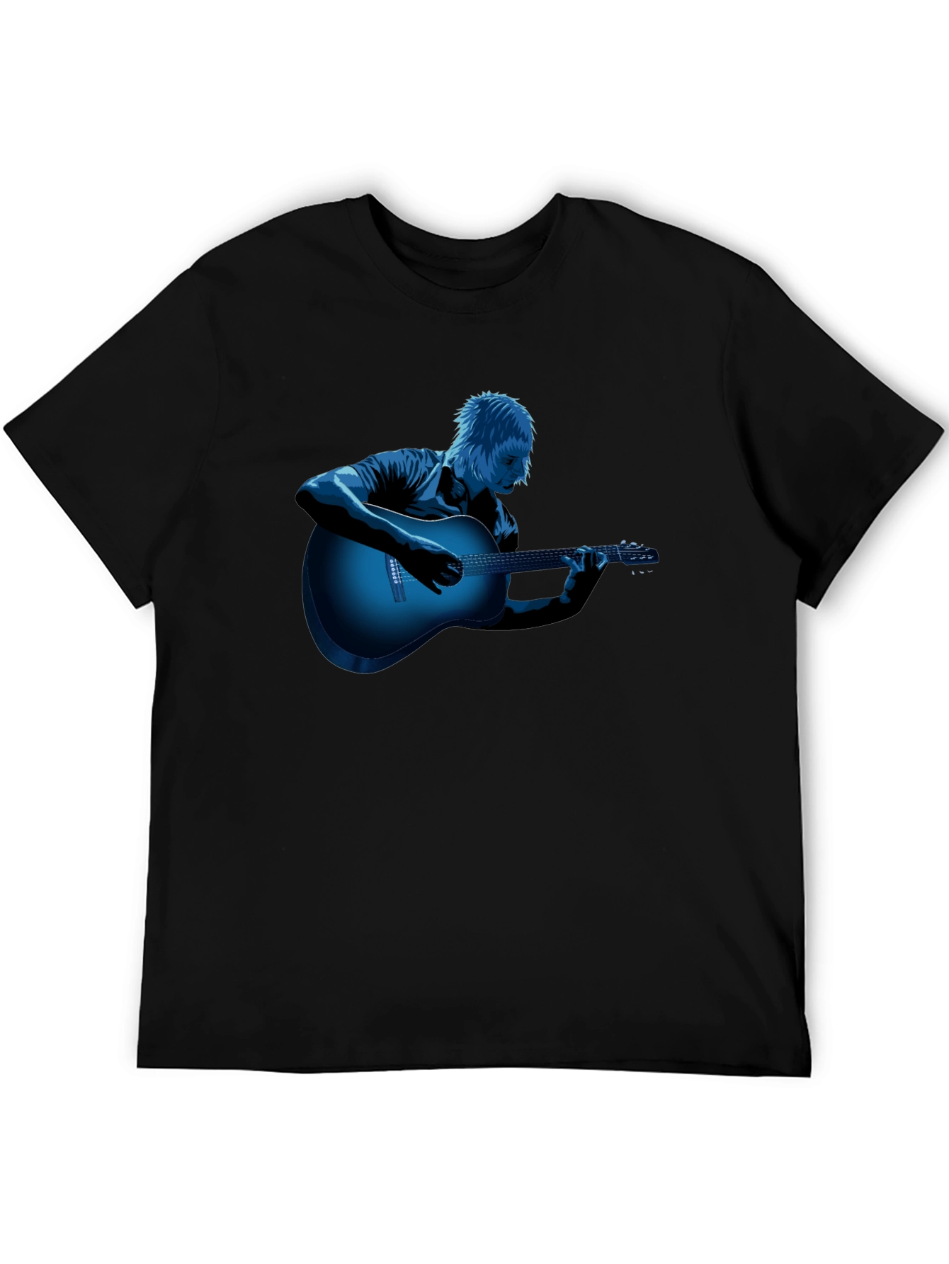 Cool Guitar Player Graphic Tee - Black