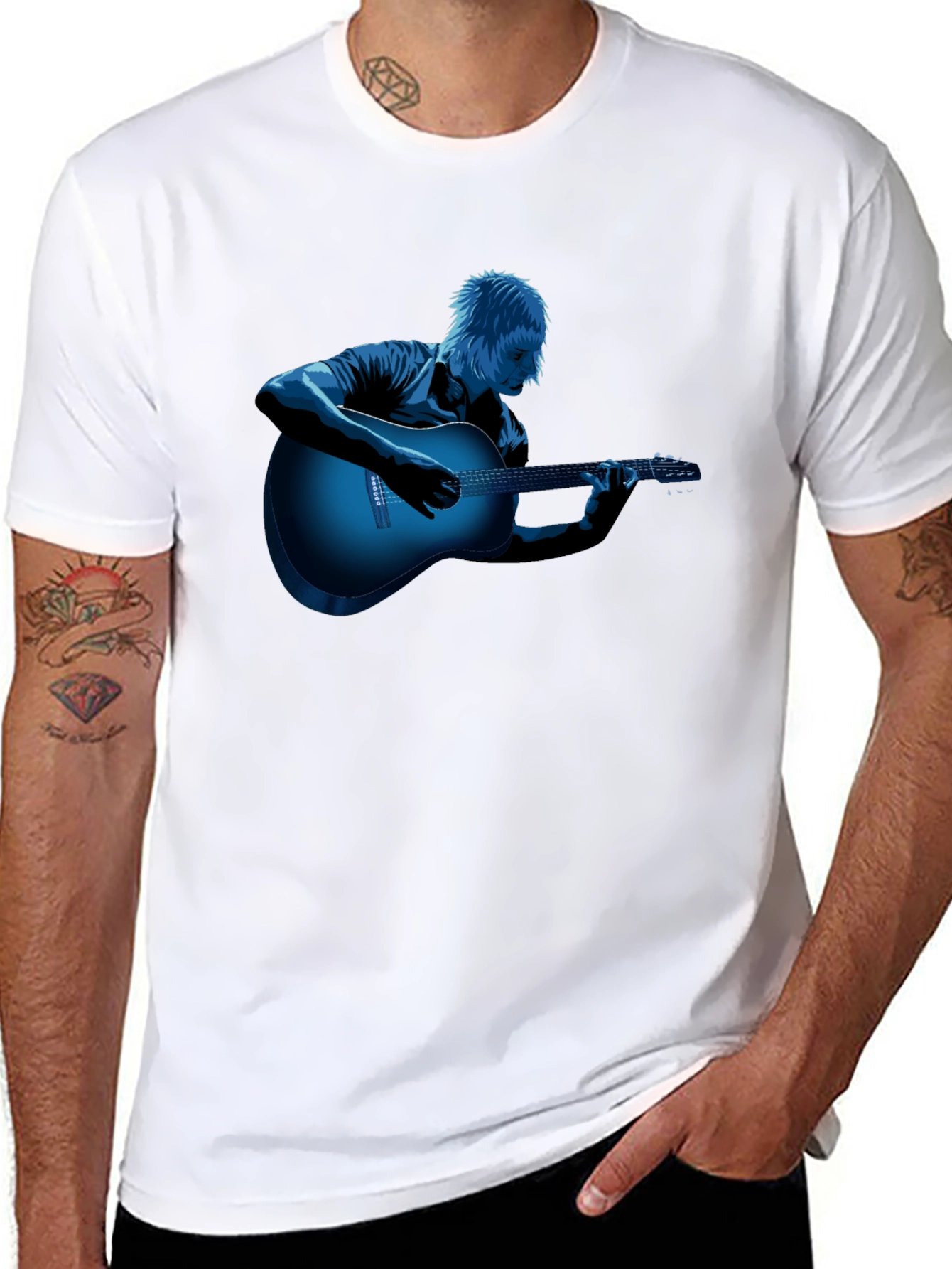 Cool Guitar Player Graphic Tee - Black